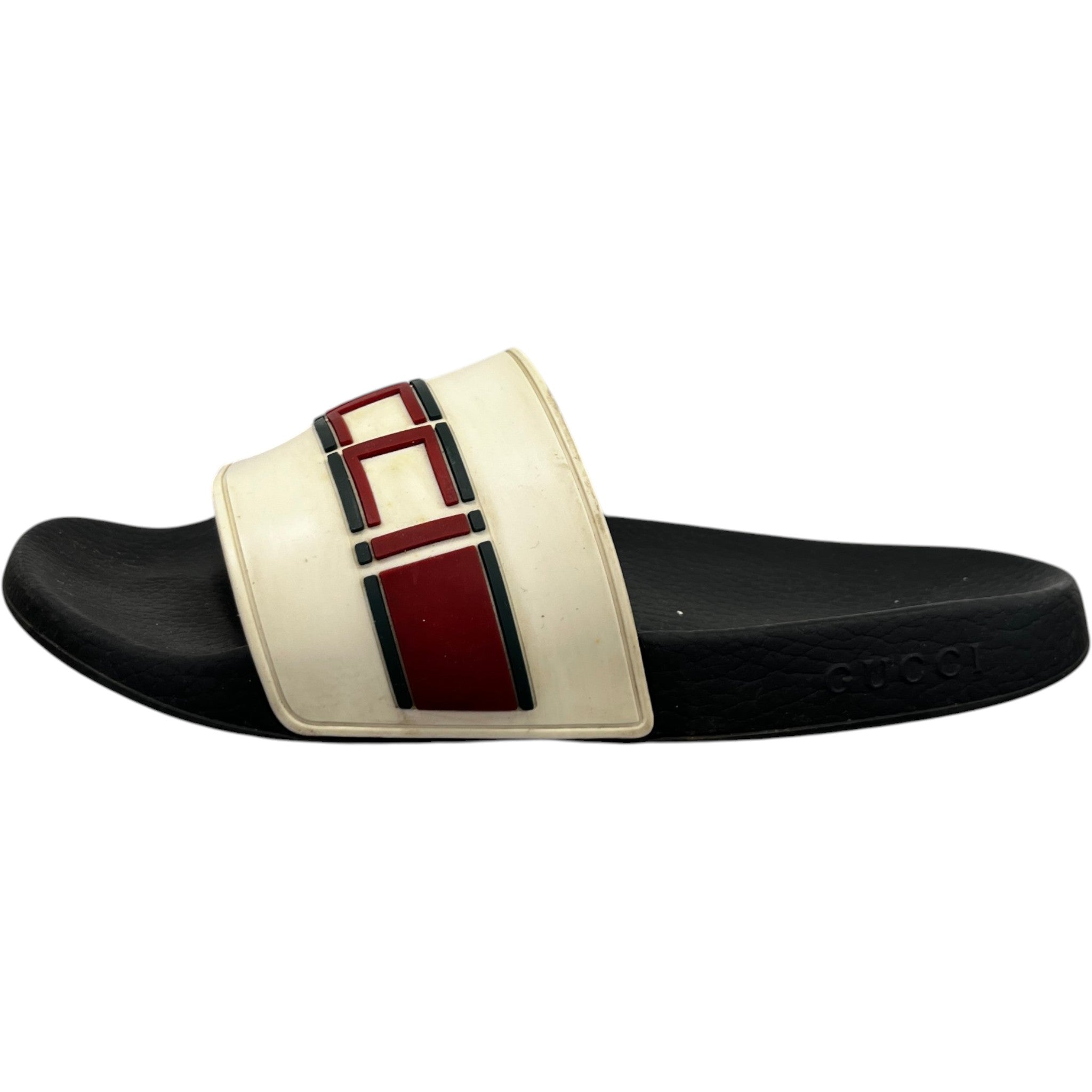 Men's Web Stripe Slides Black Size EU 44 / UK 10