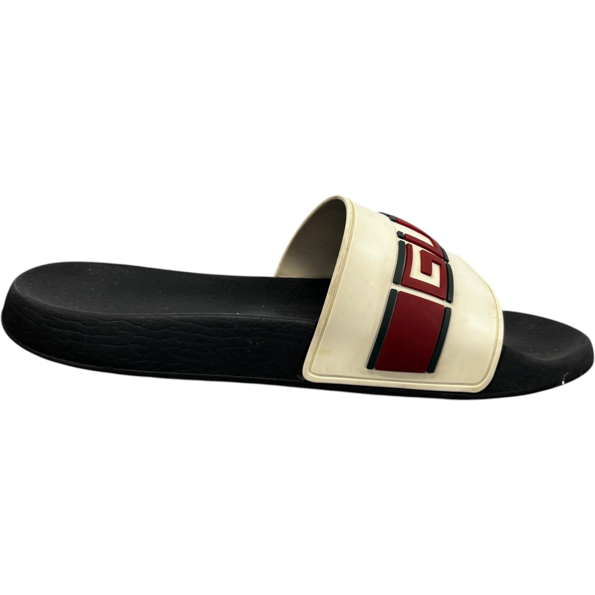 Men's Web Stripe Slides Black Size EU 44 / UK 10