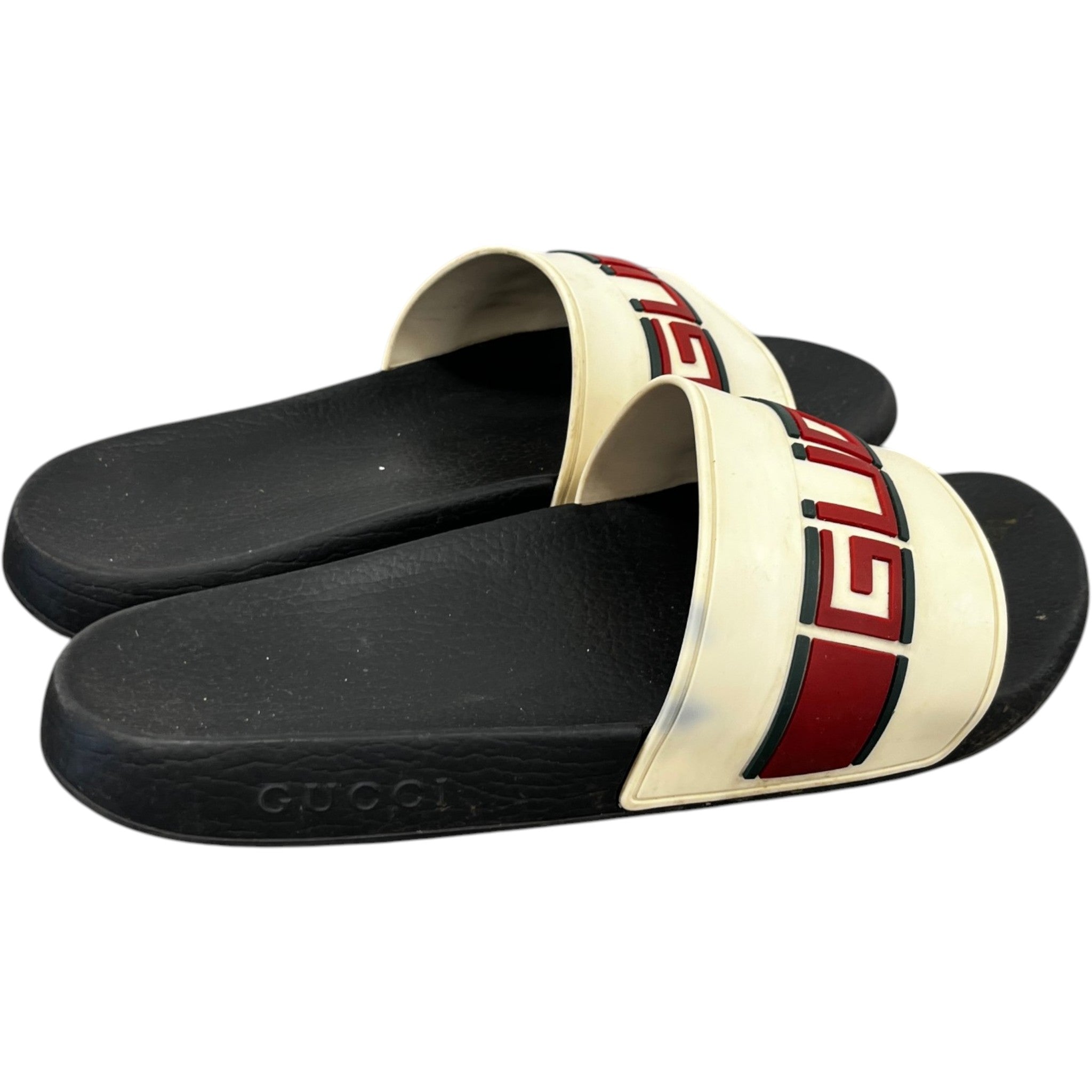 Men's Web Stripe Slides Black Size EU 44 / UK 10