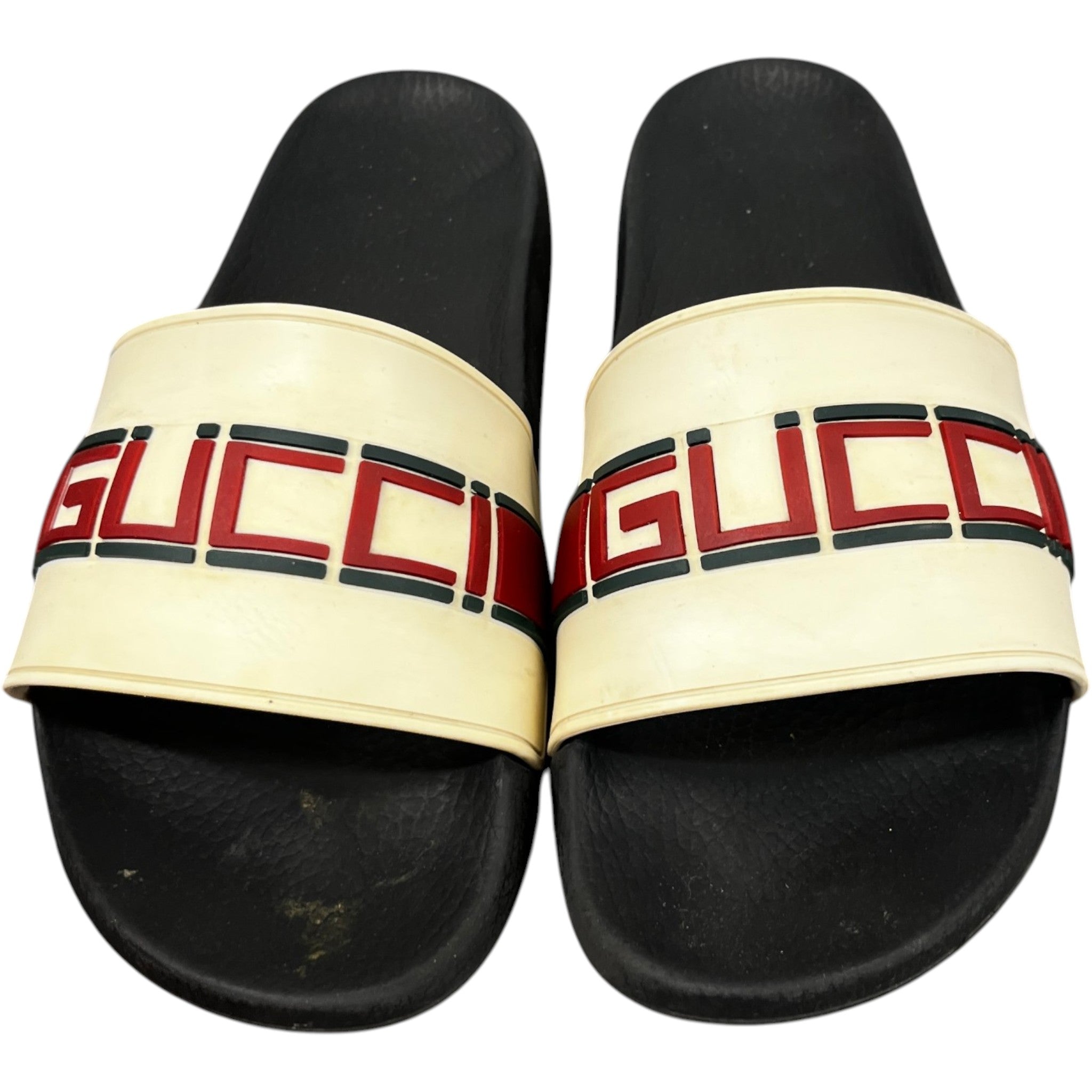 Men's Web Stripe Slides Black Size EU 44 / UK 10