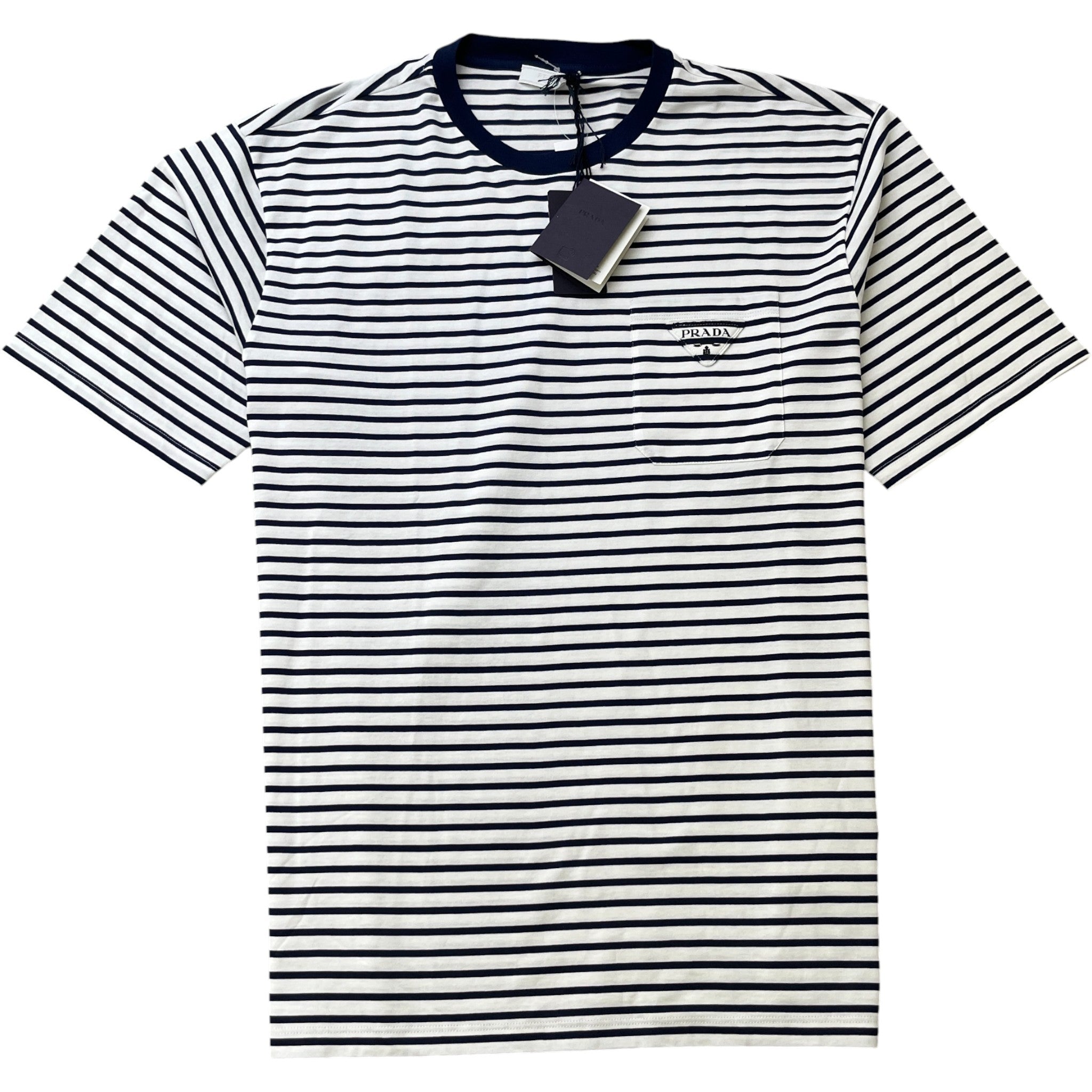 Men's Triangle Logo Striped T-Shirt Navy Size XXL