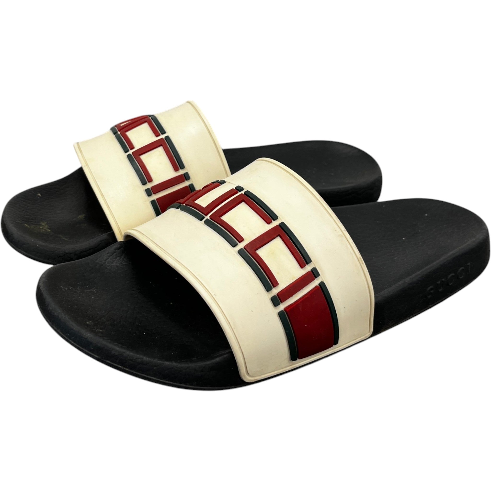 Men's Web Stripe Slides Black Size EU 44 / UK 10