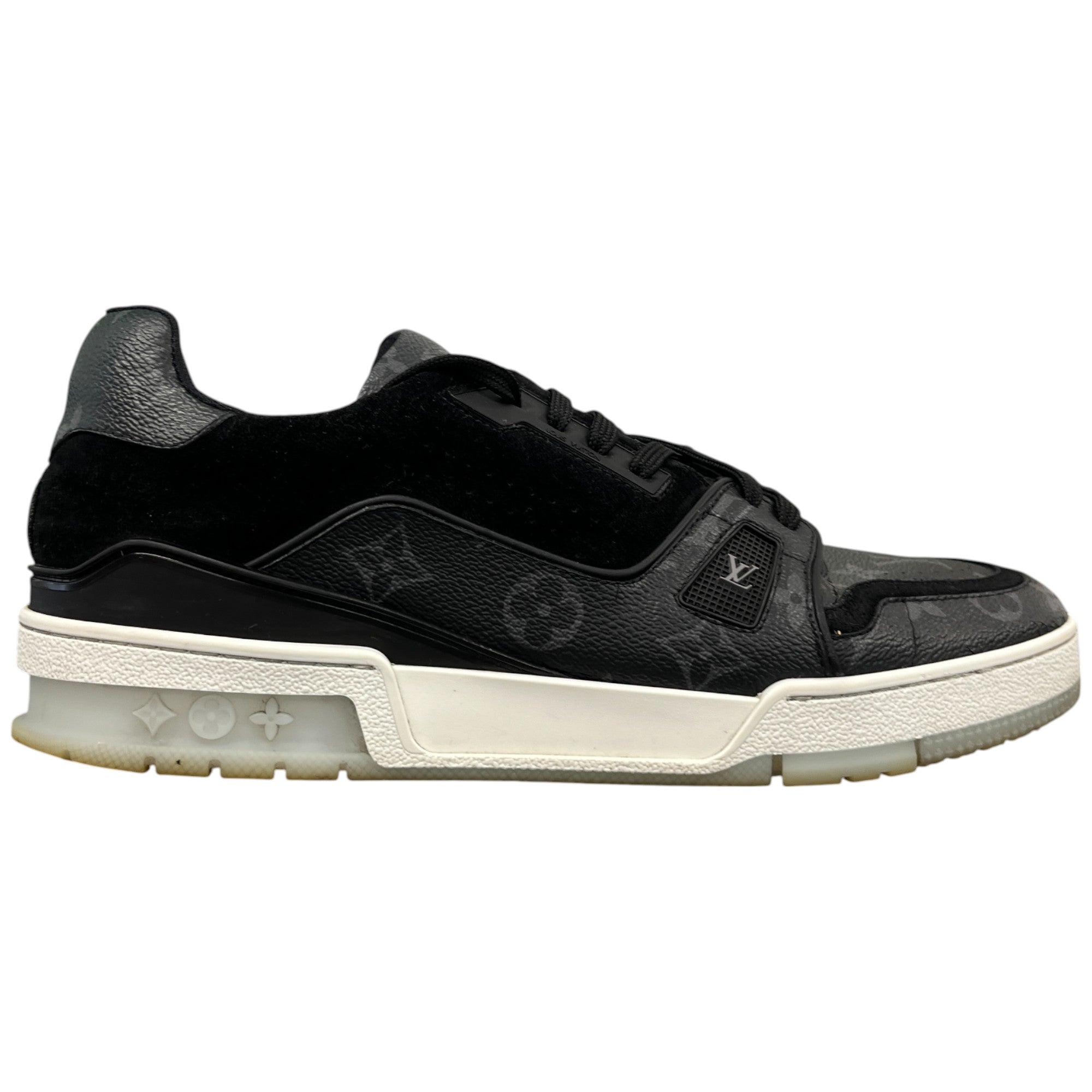 Men's Lv Monogram Logo Print Low Trainers Black Size EU 42 / UK 8