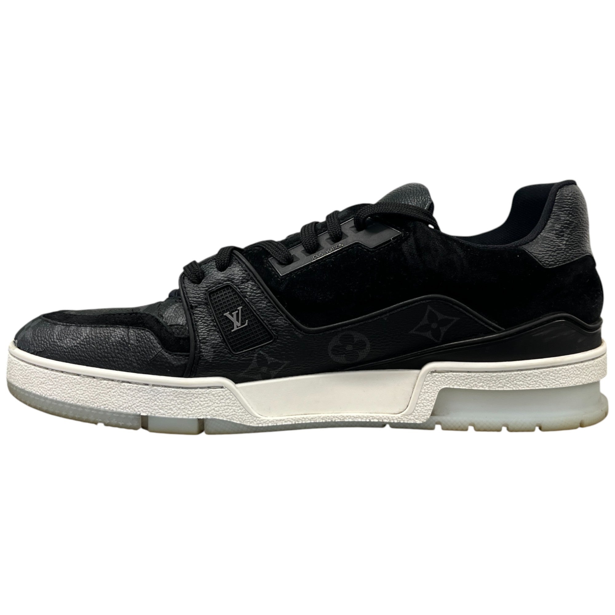 Men's Lv Monogram Logo Print Low Trainers Black Size EU 42 / UK 8