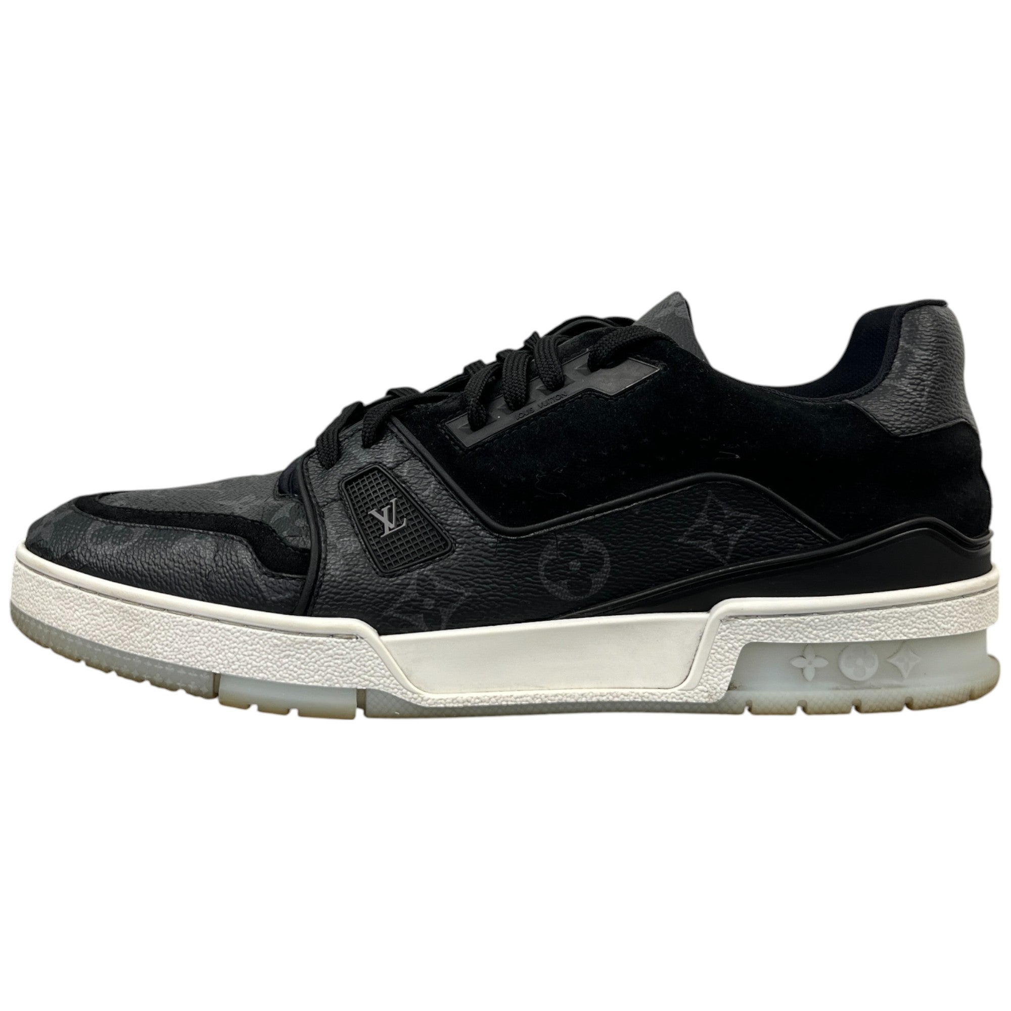Men's Lv Monogram Logo Print Low Trainers Black Size EU 42 / UK 8