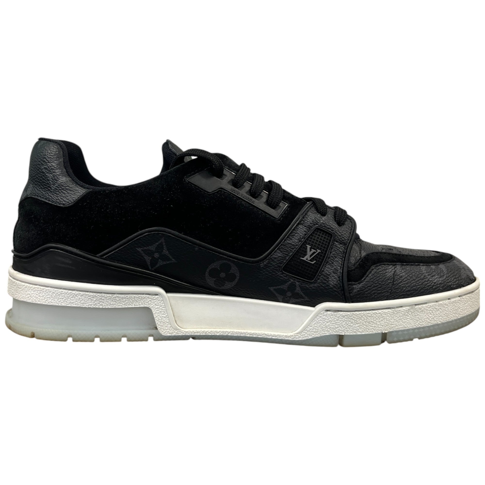Men's Lv Monogram Logo Print Low Trainers Black Size EU 42 / UK 8