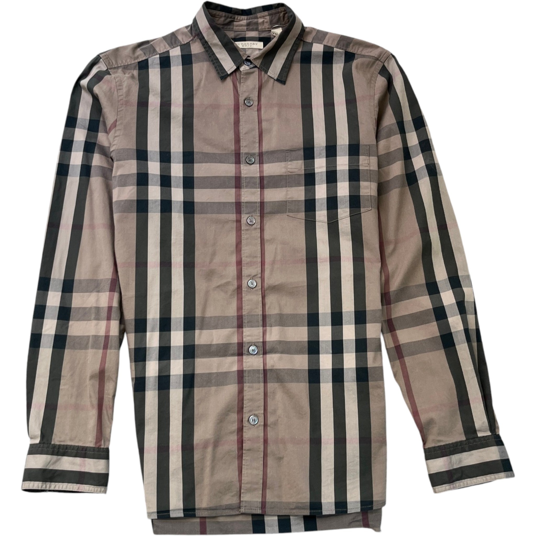Men's Nova Check Long Sleeve Shirt Brown Size S