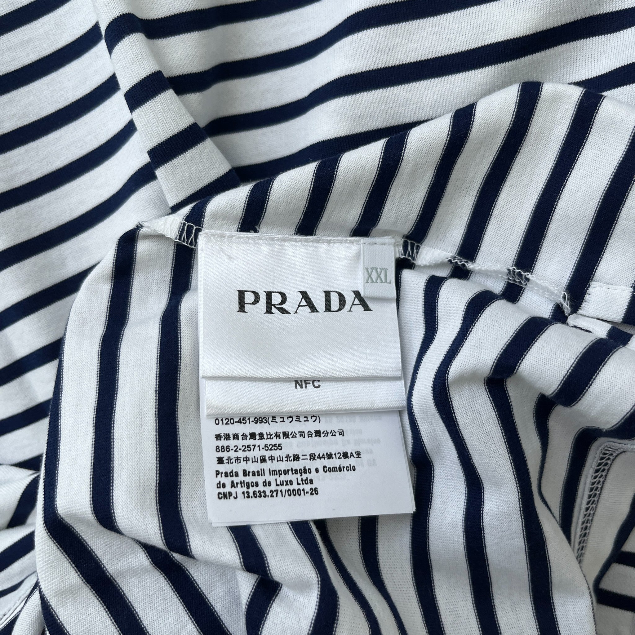 Men's Triangle Logo Striped T-Shirt Navy Size XXL