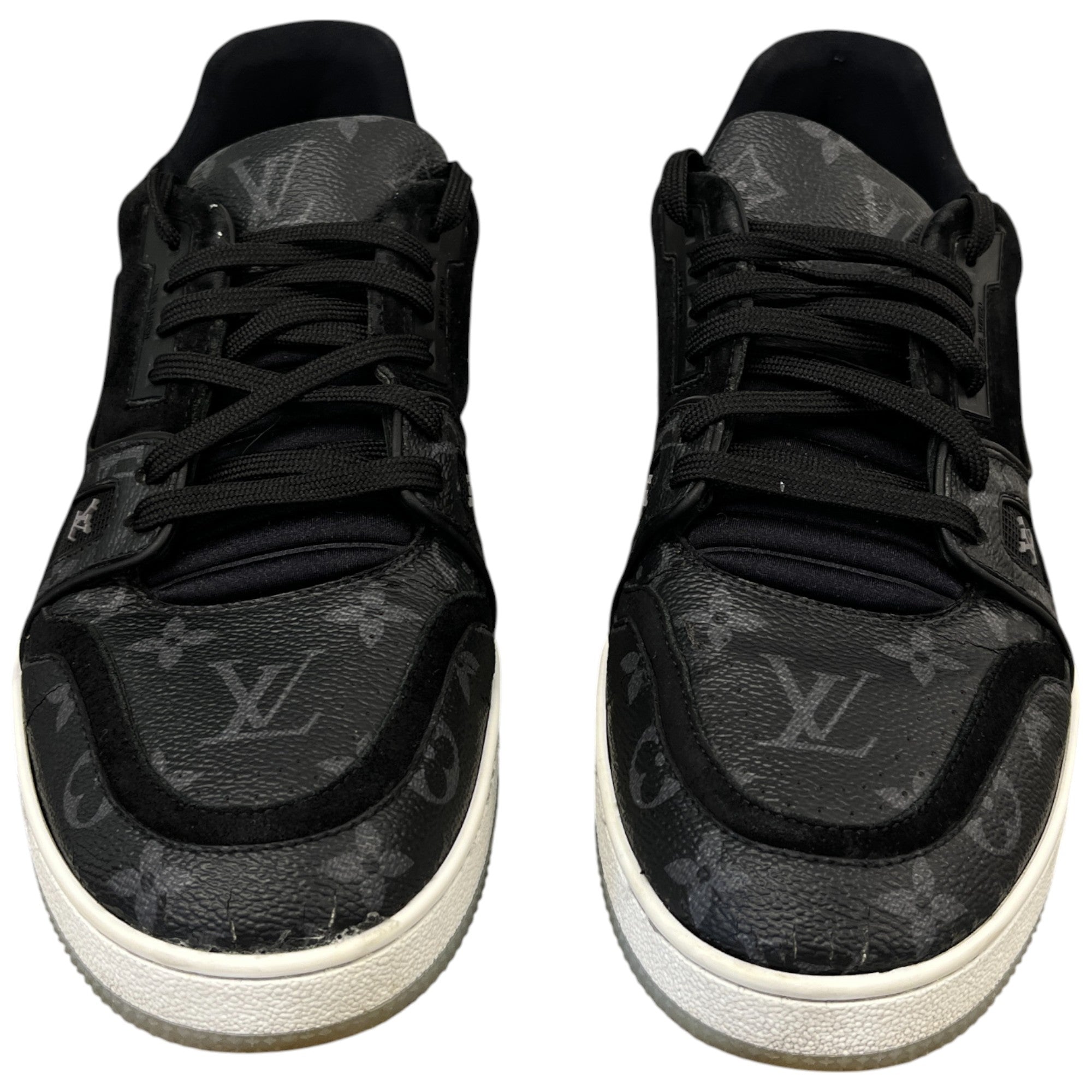 Men's Lv Monogram Logo Print Low Trainers Black Size EU 42 / UK 8