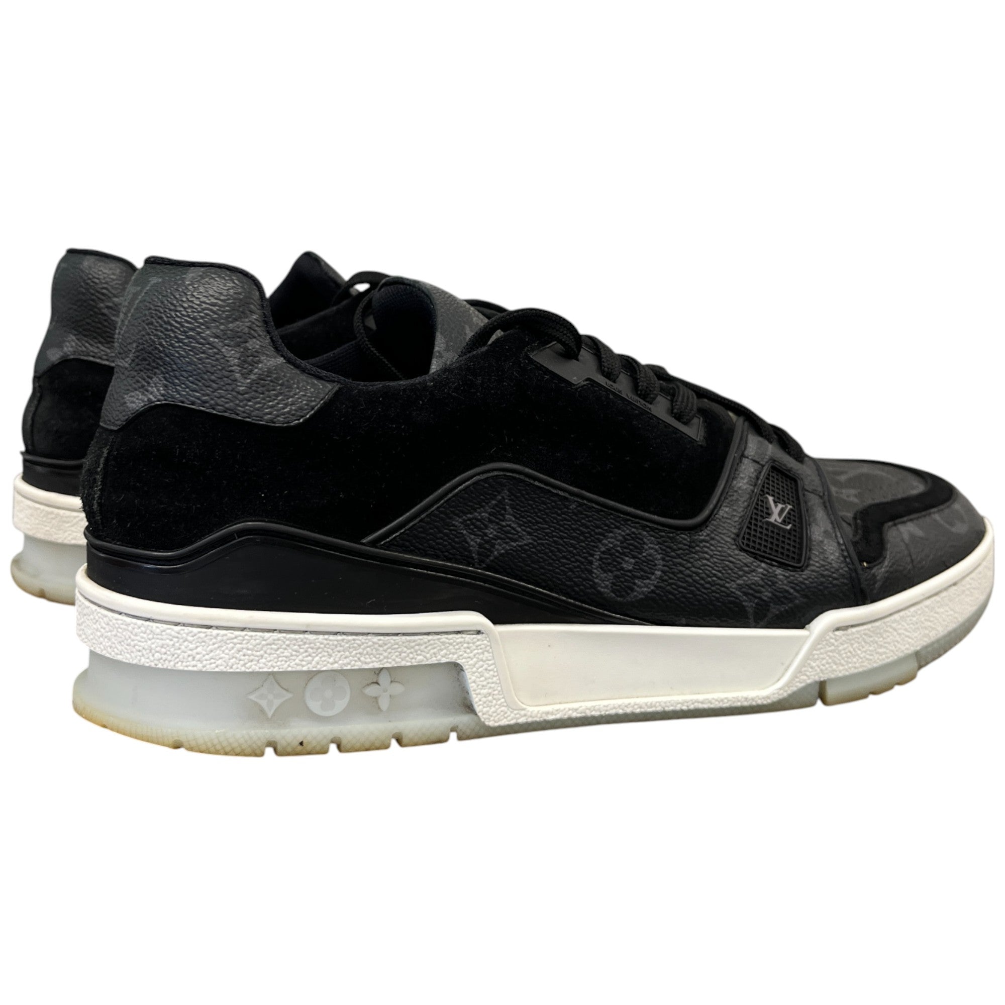 Men's Lv Monogram Logo Print Low Trainers Black Size EU 42 / UK 8