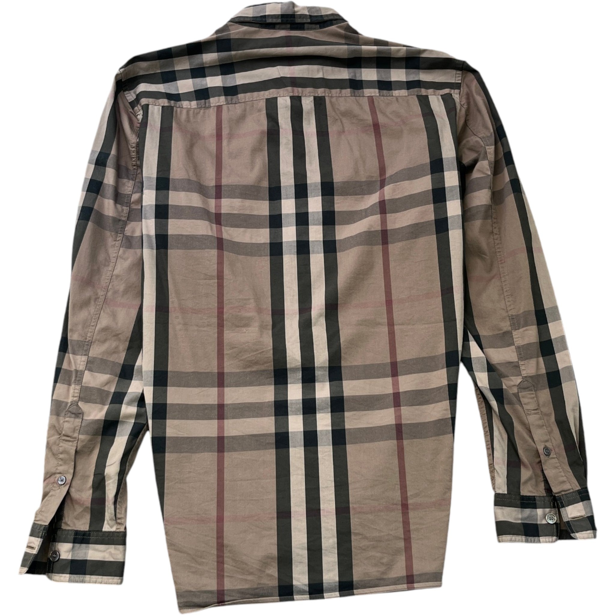 Men's Nova Check Long Sleeve Shirt Brown Size S