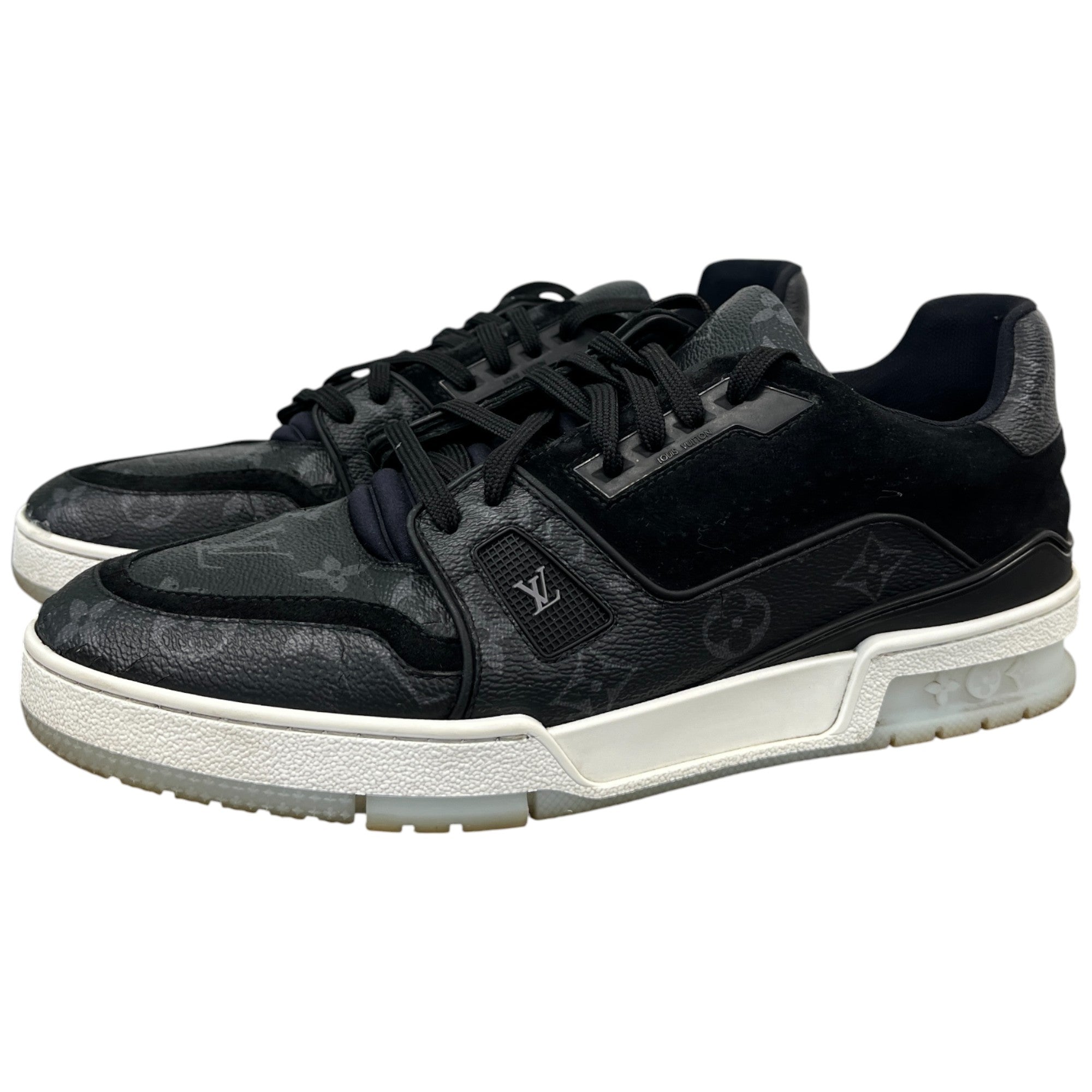 Men's Lv Monogram Logo Print Low Trainers Black Size EU 42 / UK 8