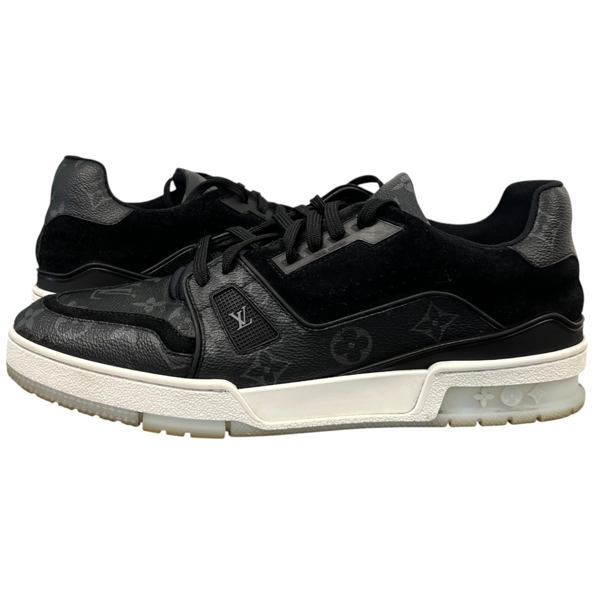 Men's Lv Monogram Logo Print Low Trainers Black Size EU 42 / UK 8