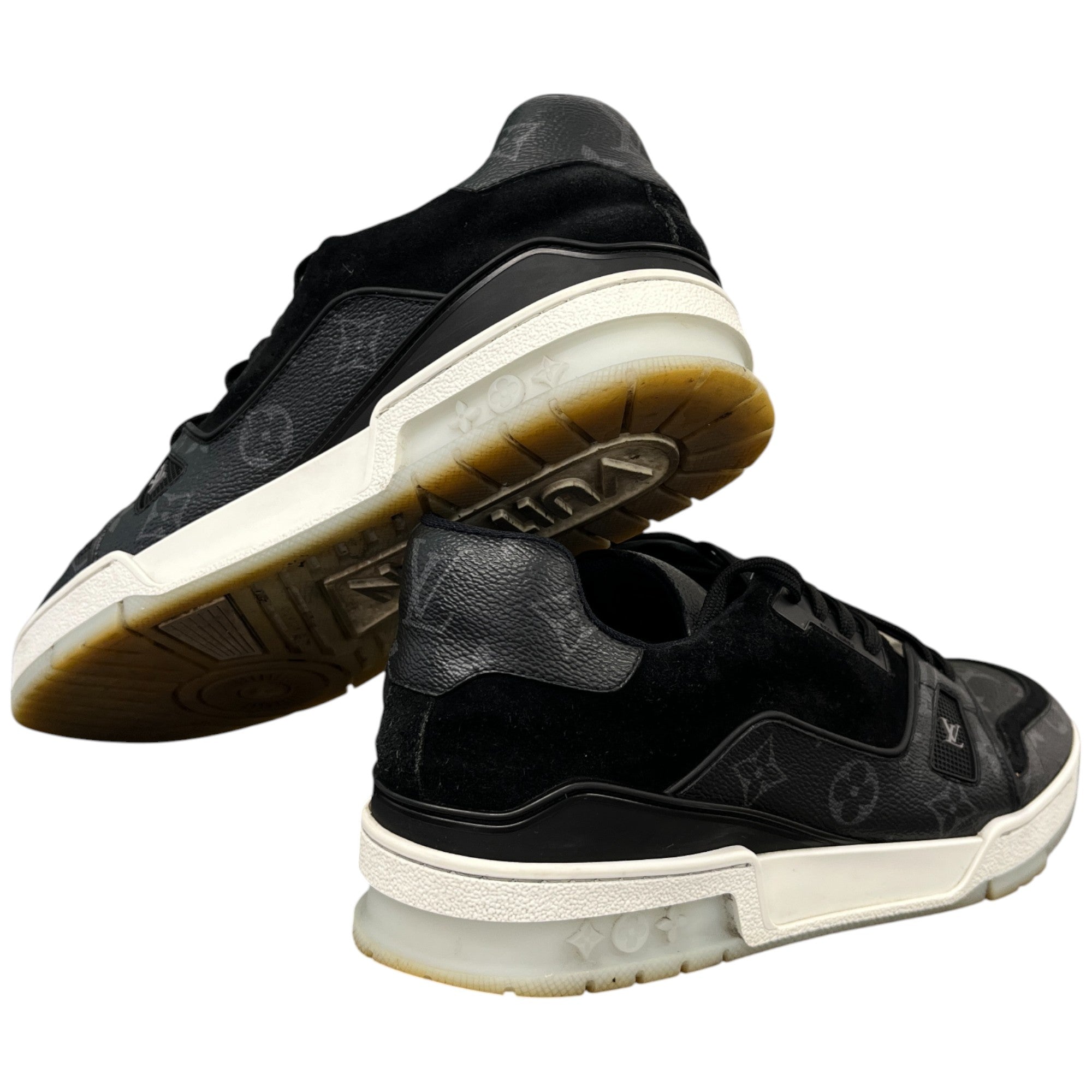 Men's Lv Monogram Logo Print Low Trainers Black Size EU 42 / UK 8