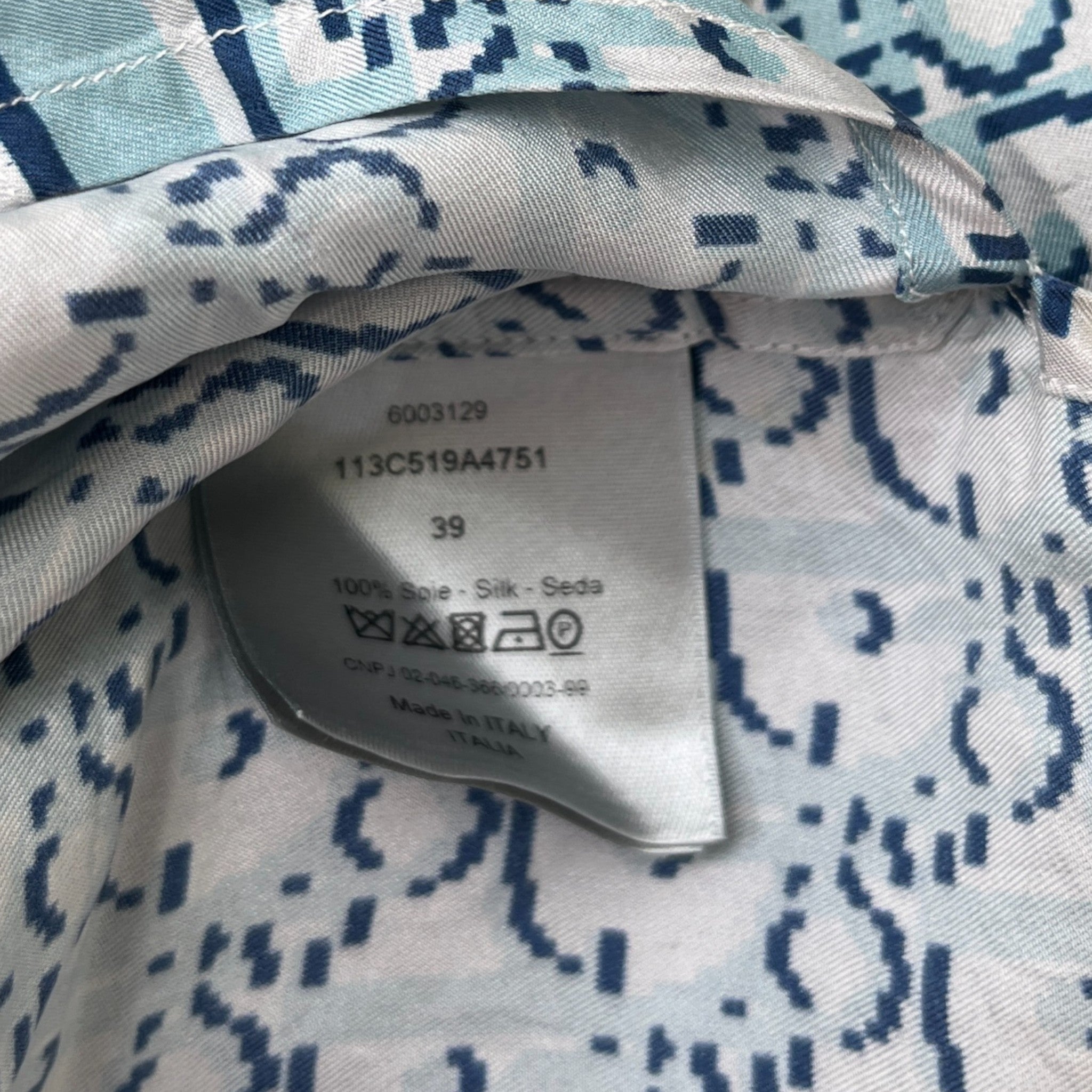 Men's Oblique Short Sleeve Shirt Blue Size M