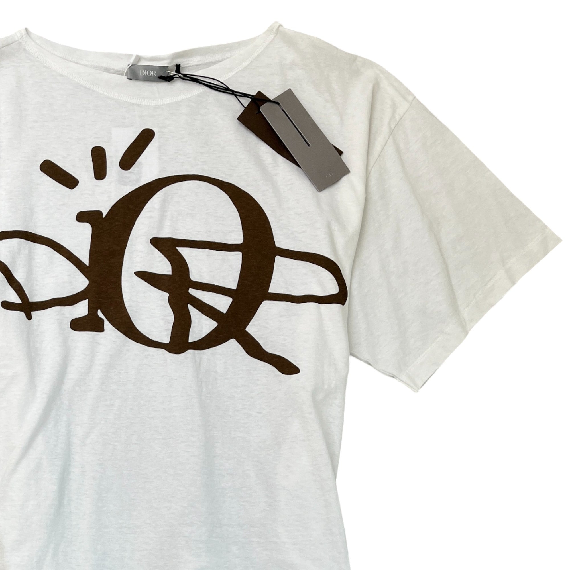 Men's Oversized Printed Logo T-Shirt White Size M