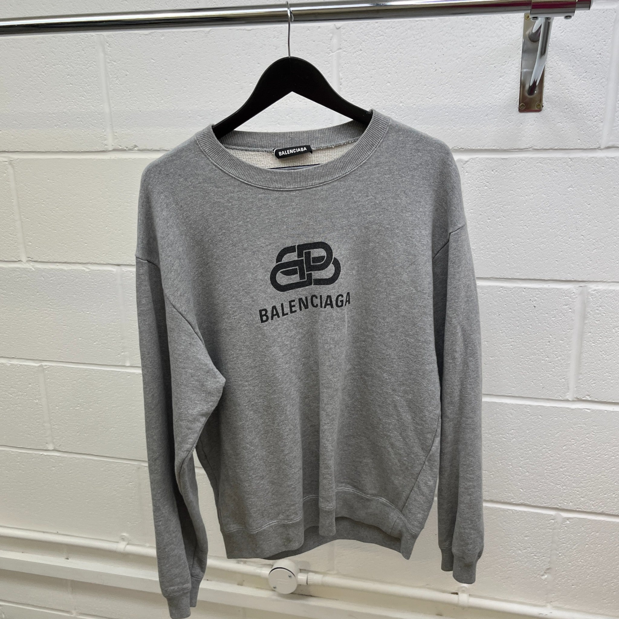 Men's Bb Logo Print Sweatshirt Grey Size M