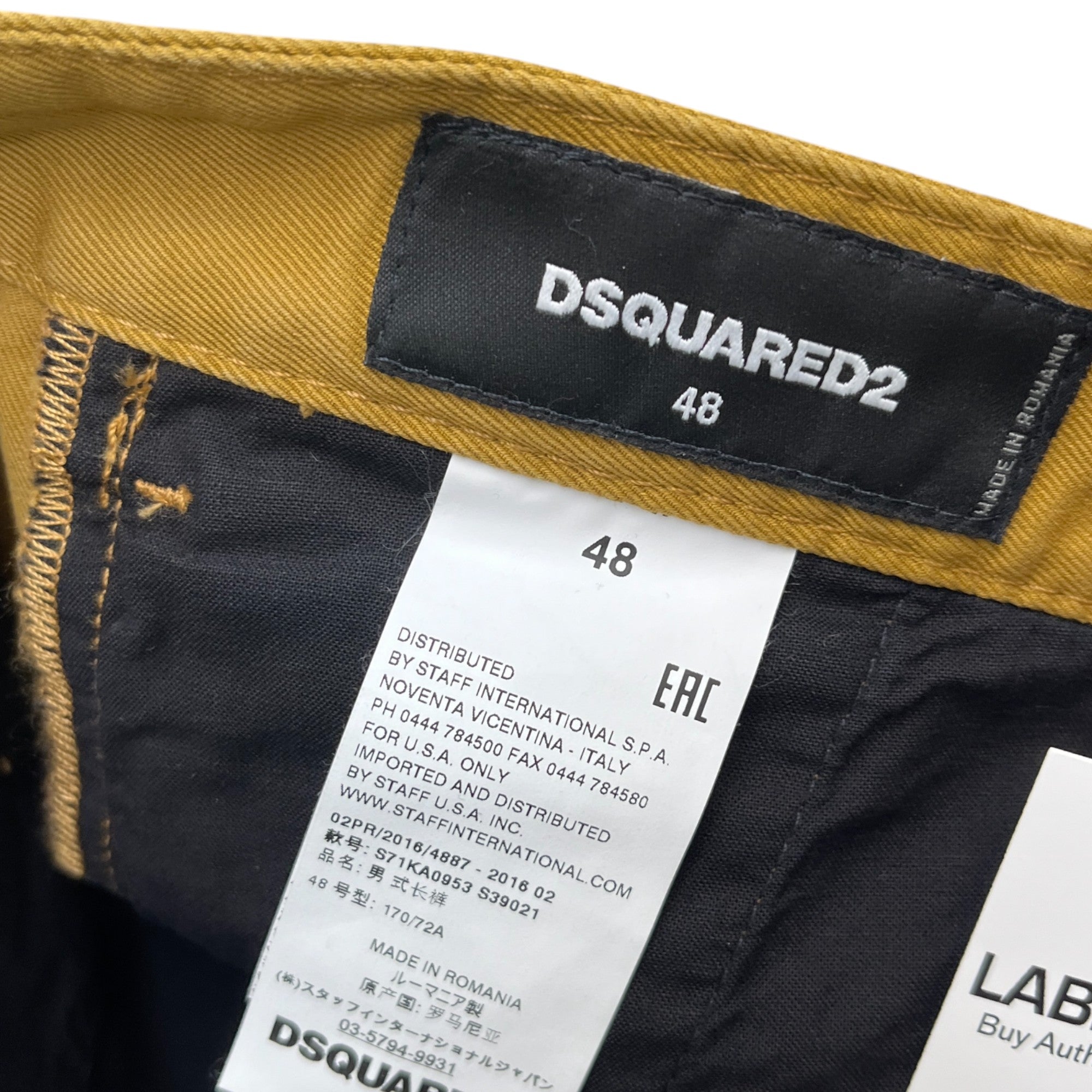 Men's Straight Leg Jeans Yellow Size IT 48 / UK 32
