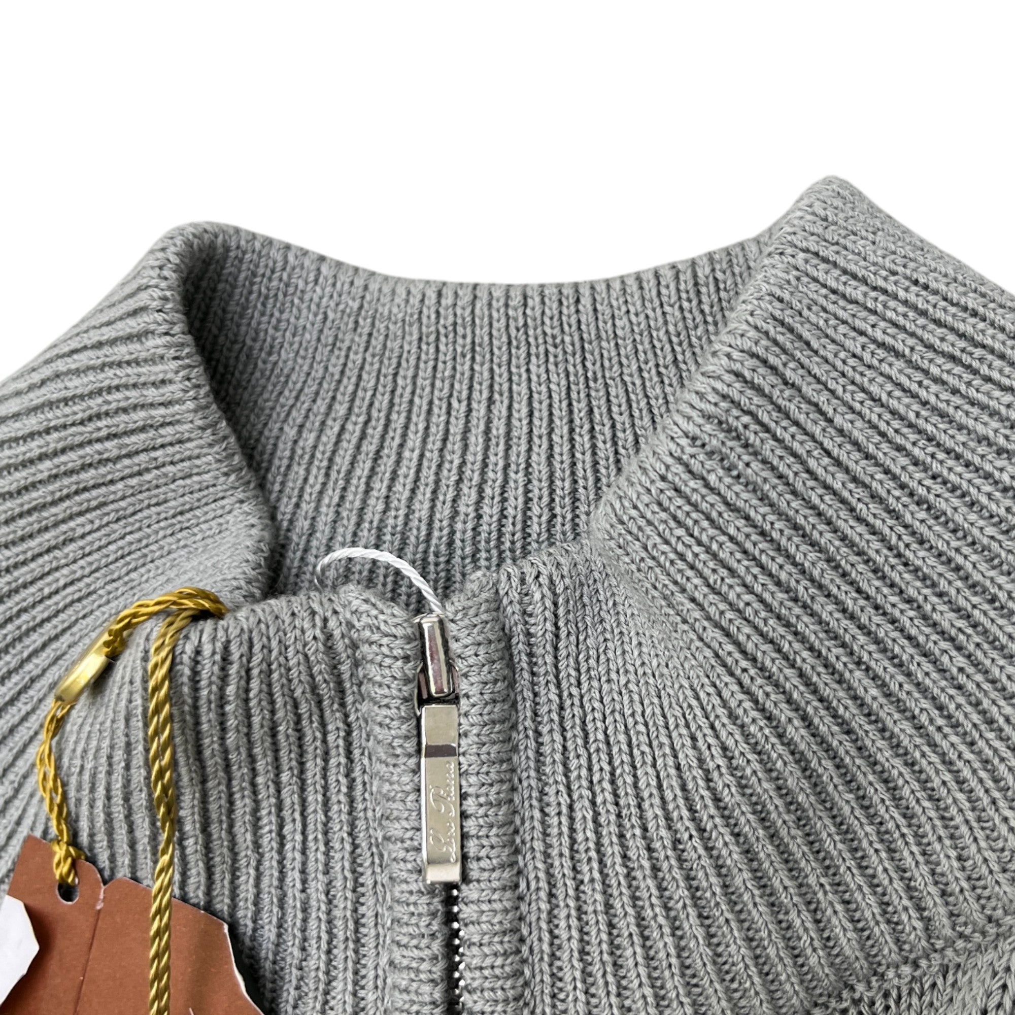 Men's Zip Turtle Jumper Grey Size IT 56 / UK XXXL