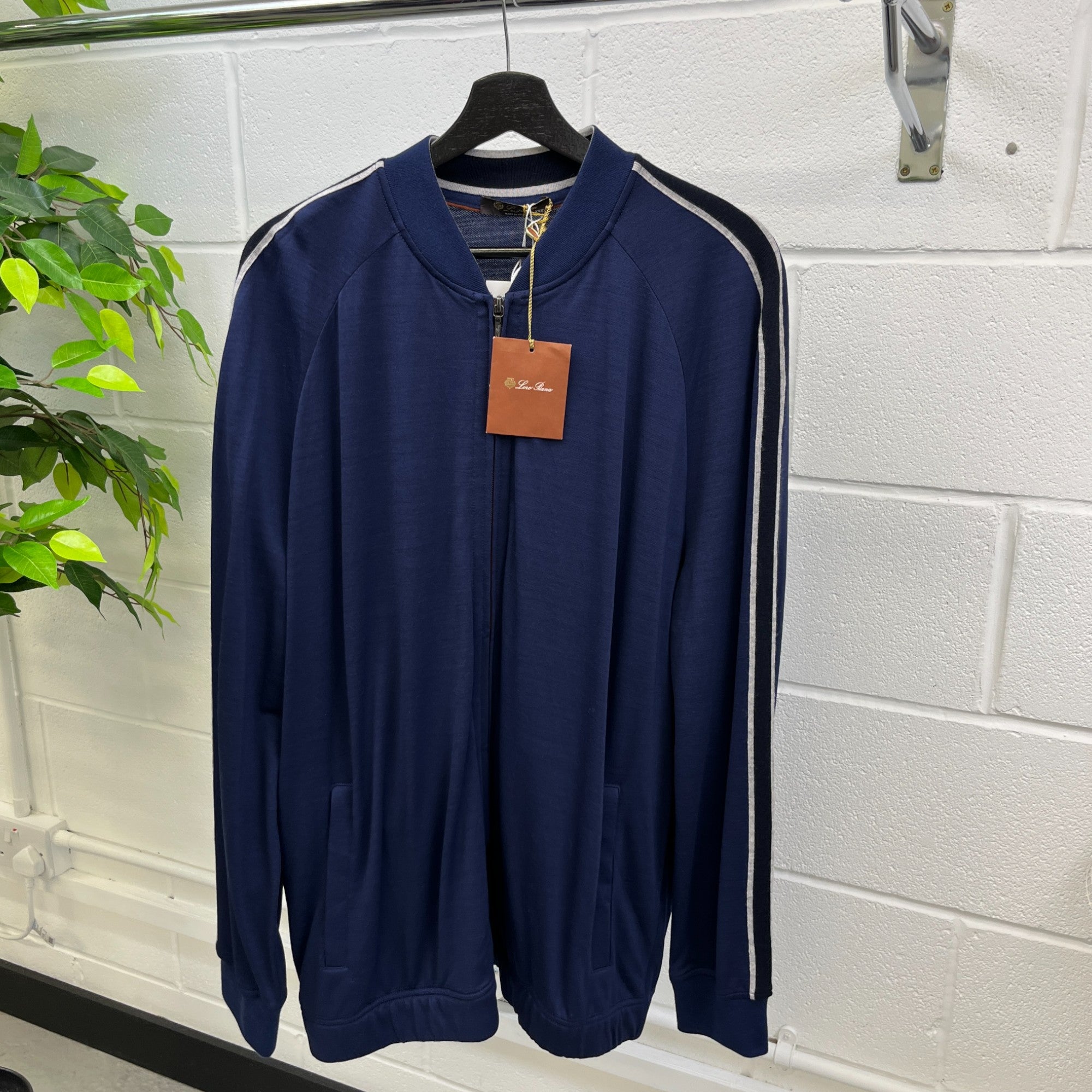 Men's Stripe Track Jacket Navy Size XXXL