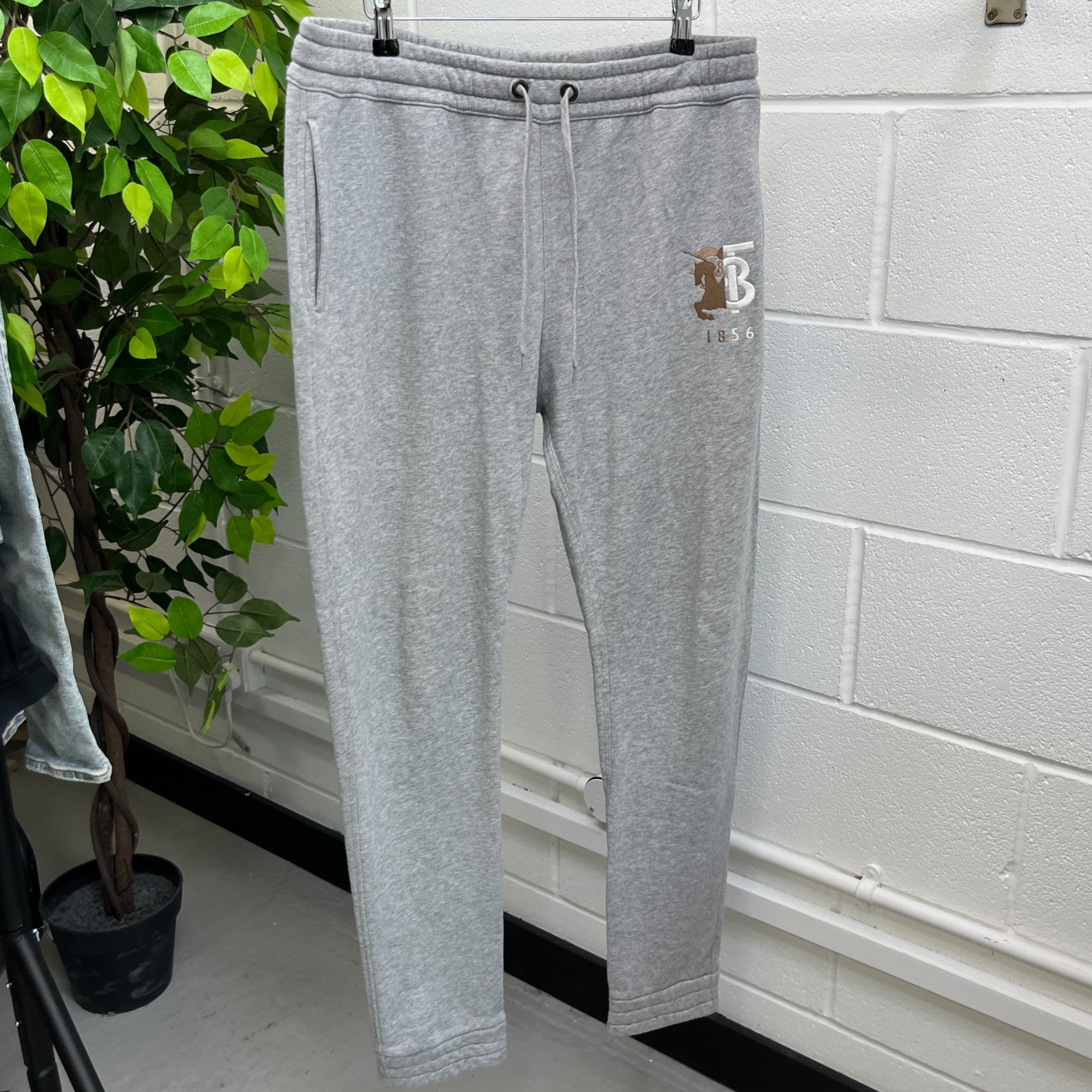 Men's Embroidered Logo Joggers Grey Size L