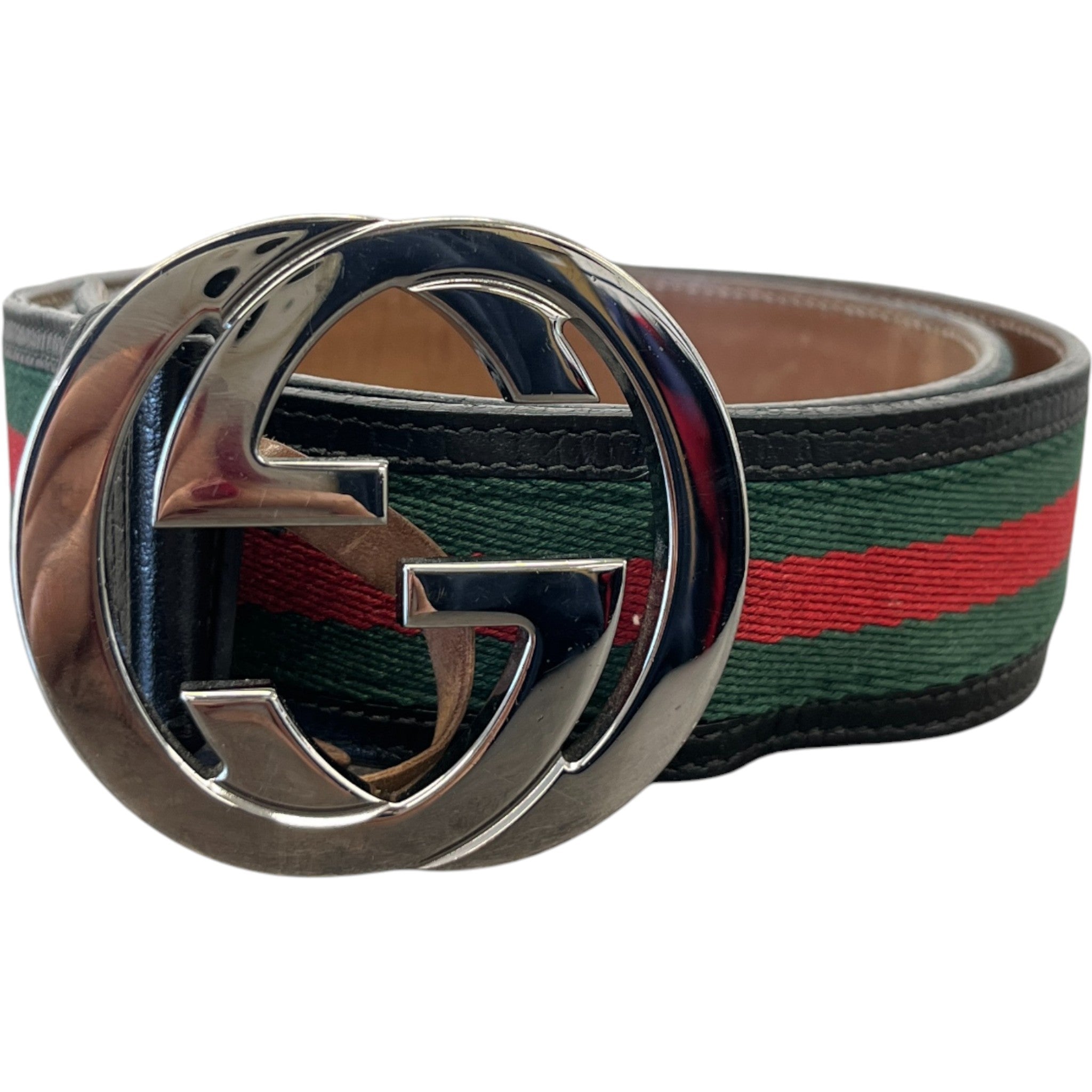 Men's Interlocking G Web Belt Black Size Waist 28"