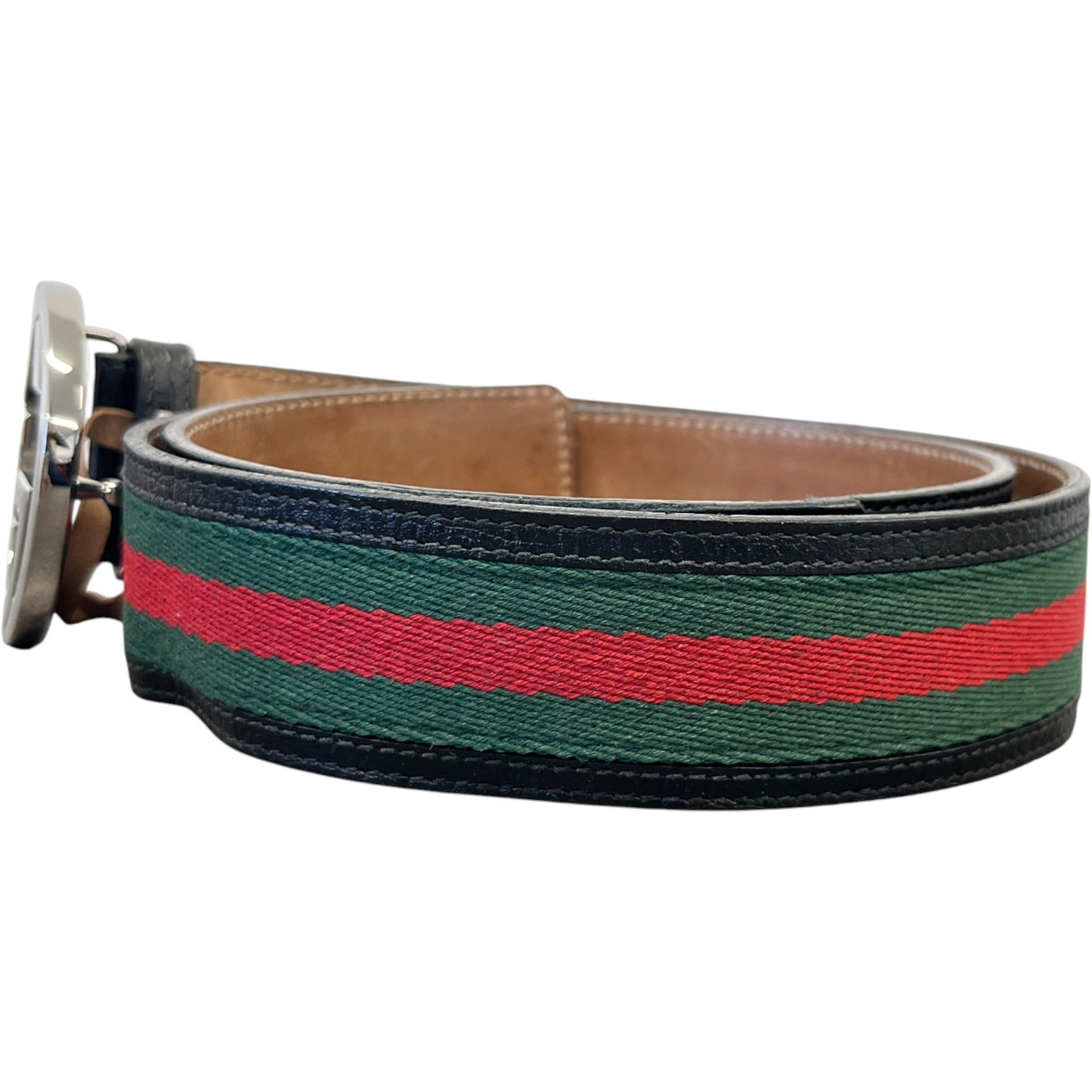 Men's Interlocking G Web Belt Black Size Waist 28"