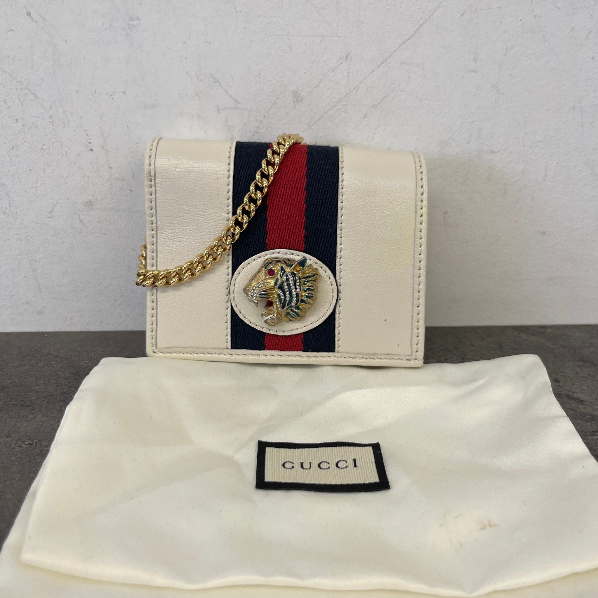 Women's Rajah Chain Card Case Wallet Cream