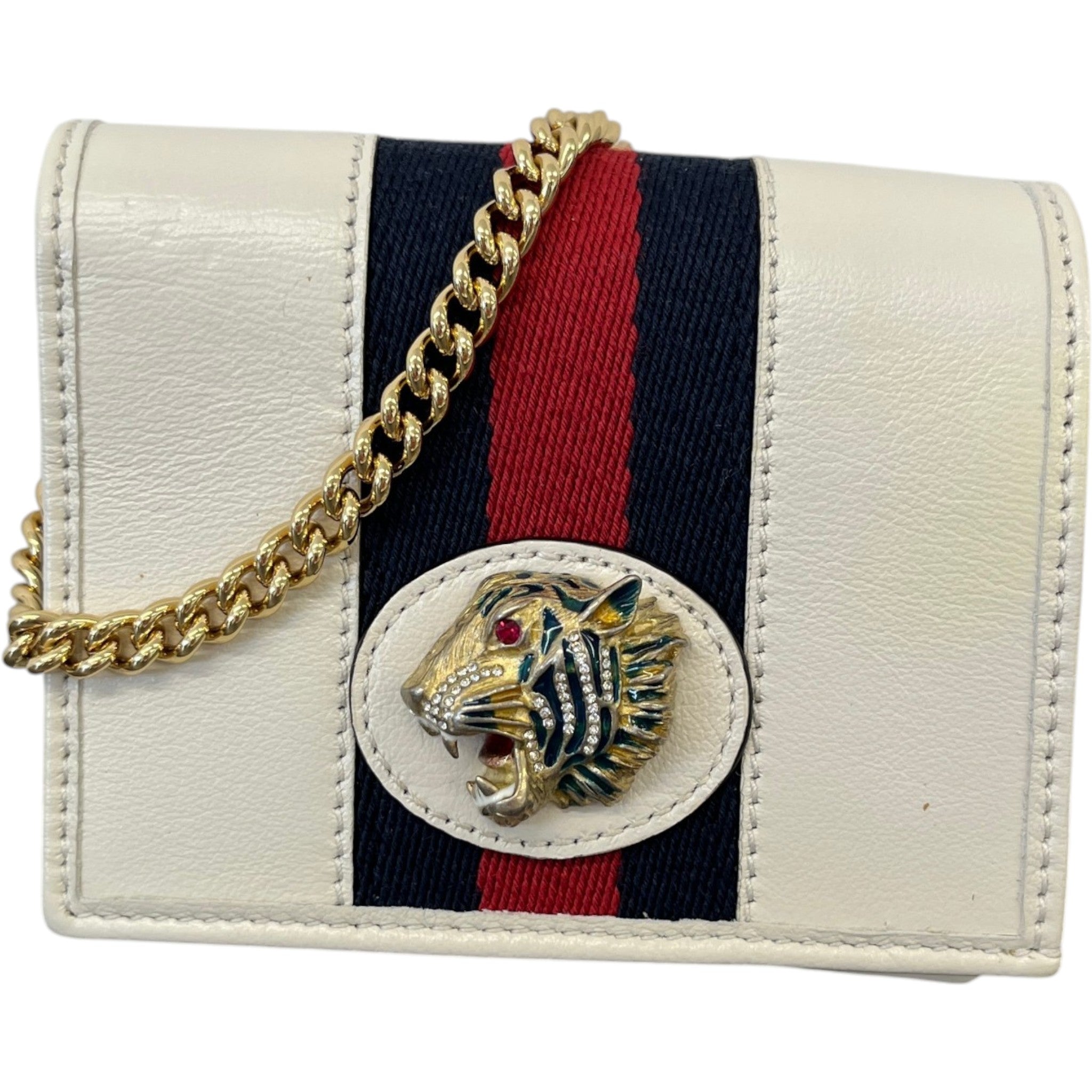 Women's Rajah Chain Card Case Wallet Cream
