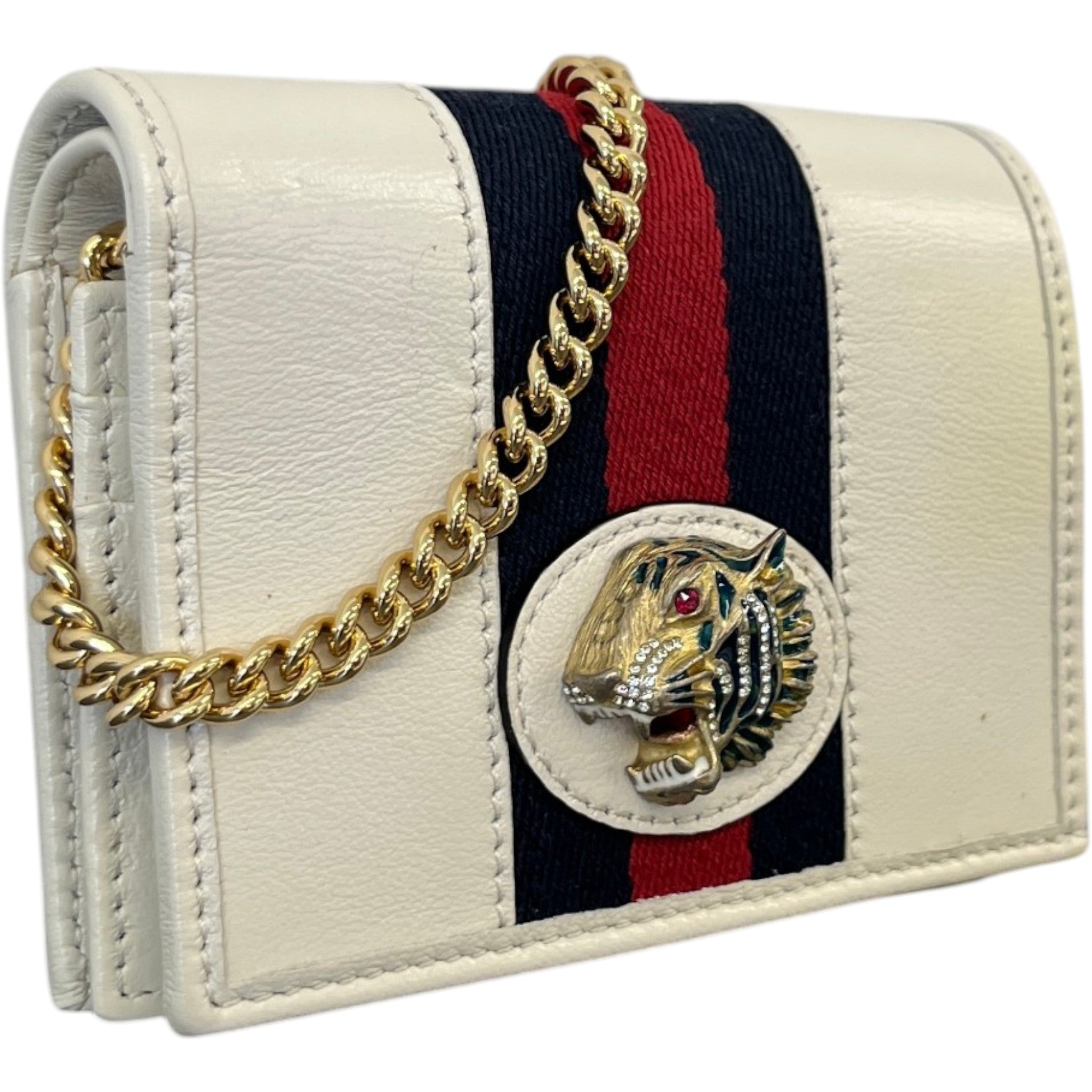Women's Rajah Chain Card Case Wallet Cream