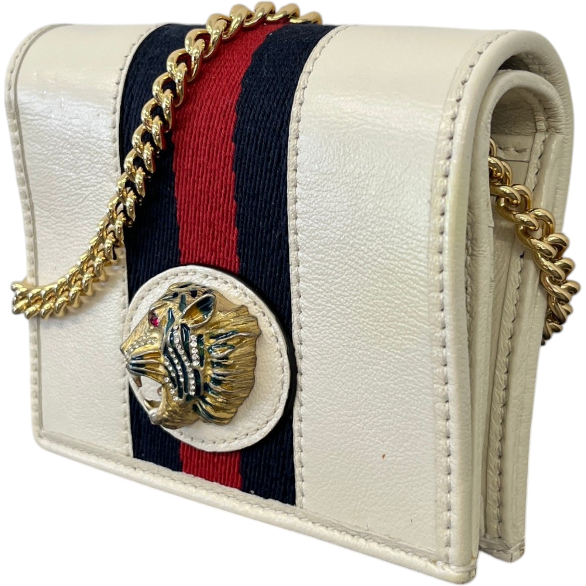 Women's Rajah Chain Card Case Wallet Cream
