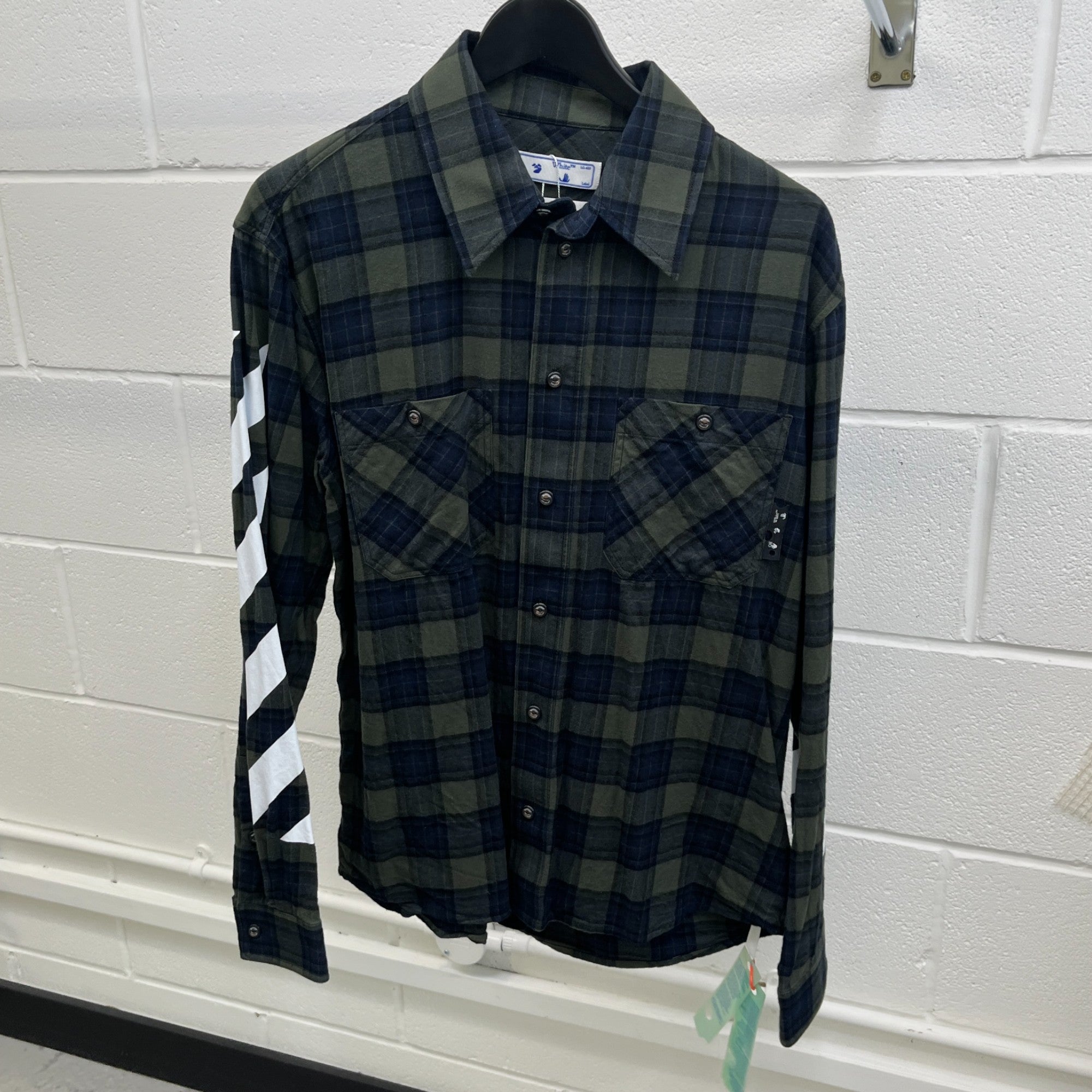 Men's Checkered Long Sleeve Shirt Green Size M