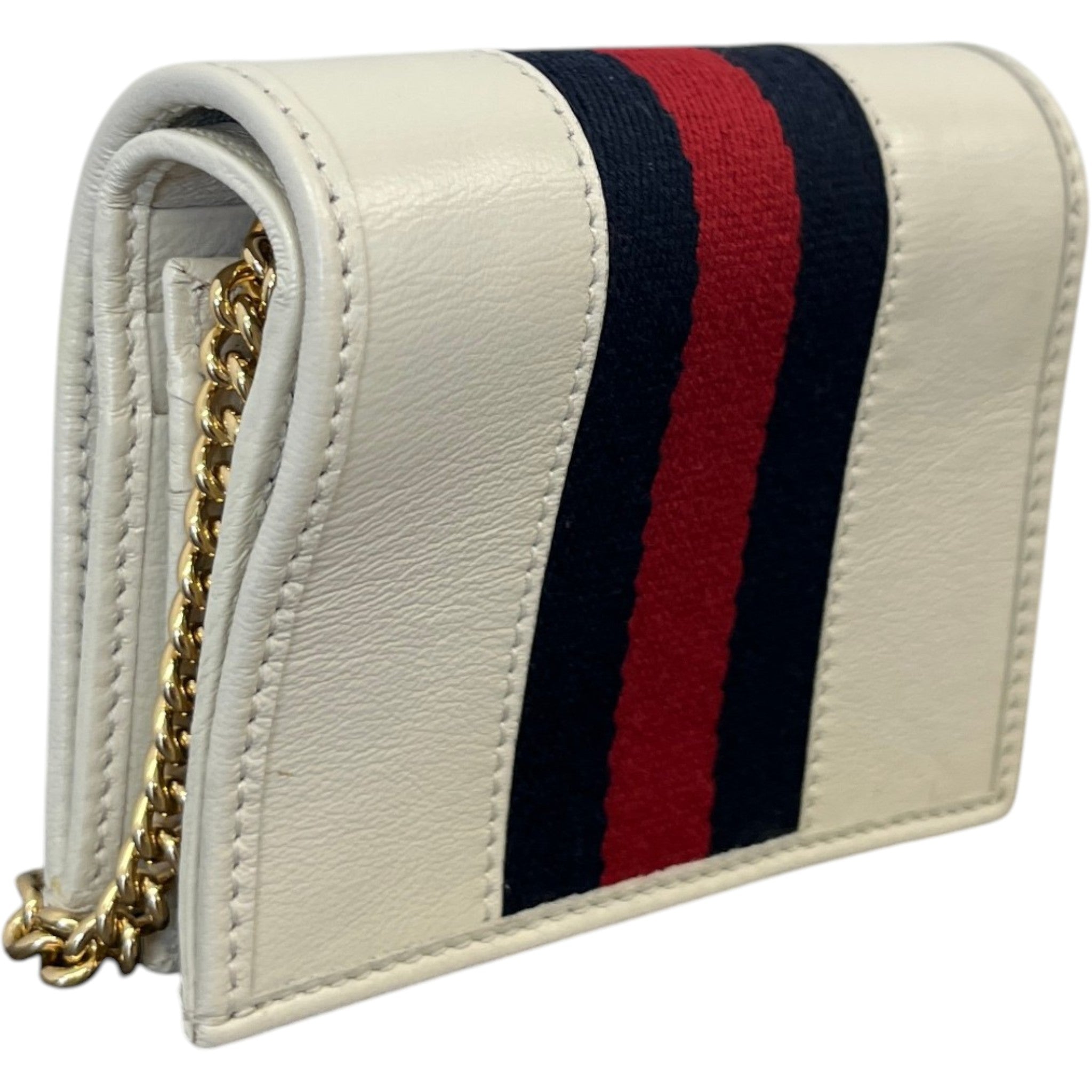 Women's Rajah Chain Card Case Wallet Cream