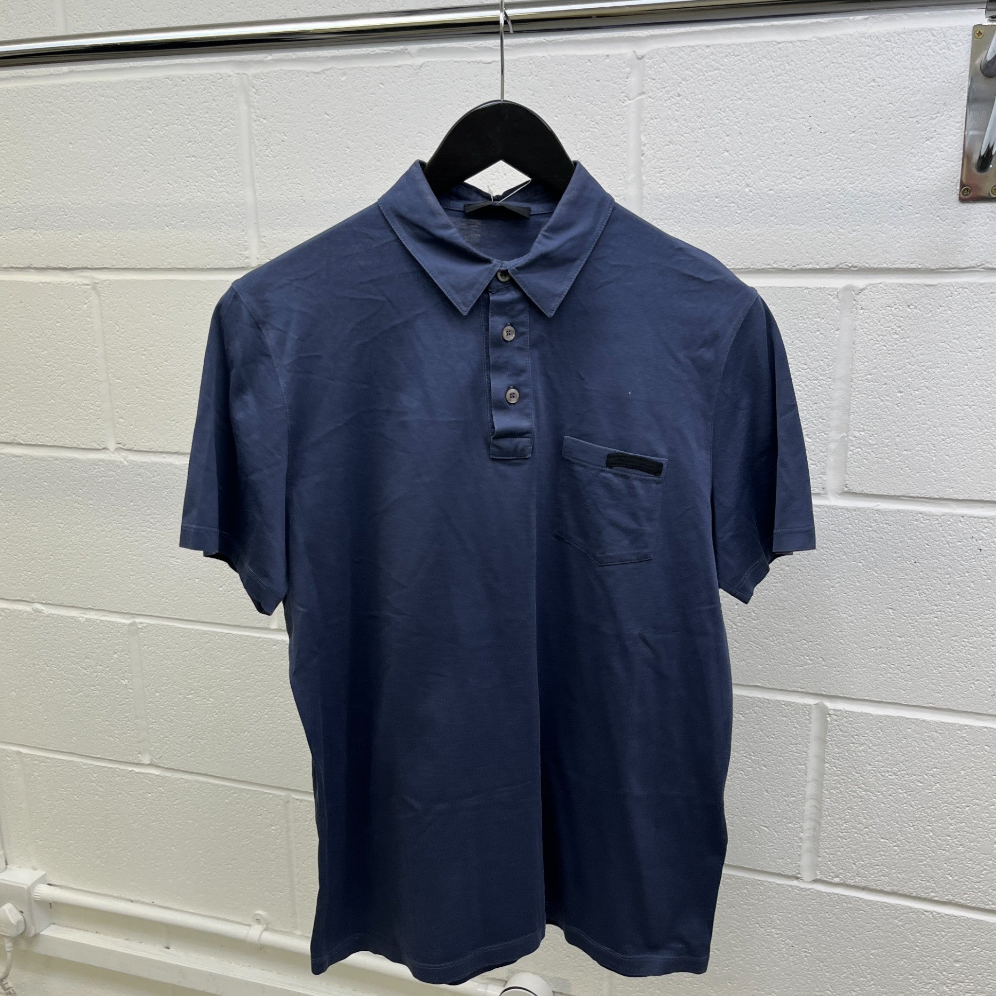 Men's Embroidered Logo Polo Shirt Blue Size M