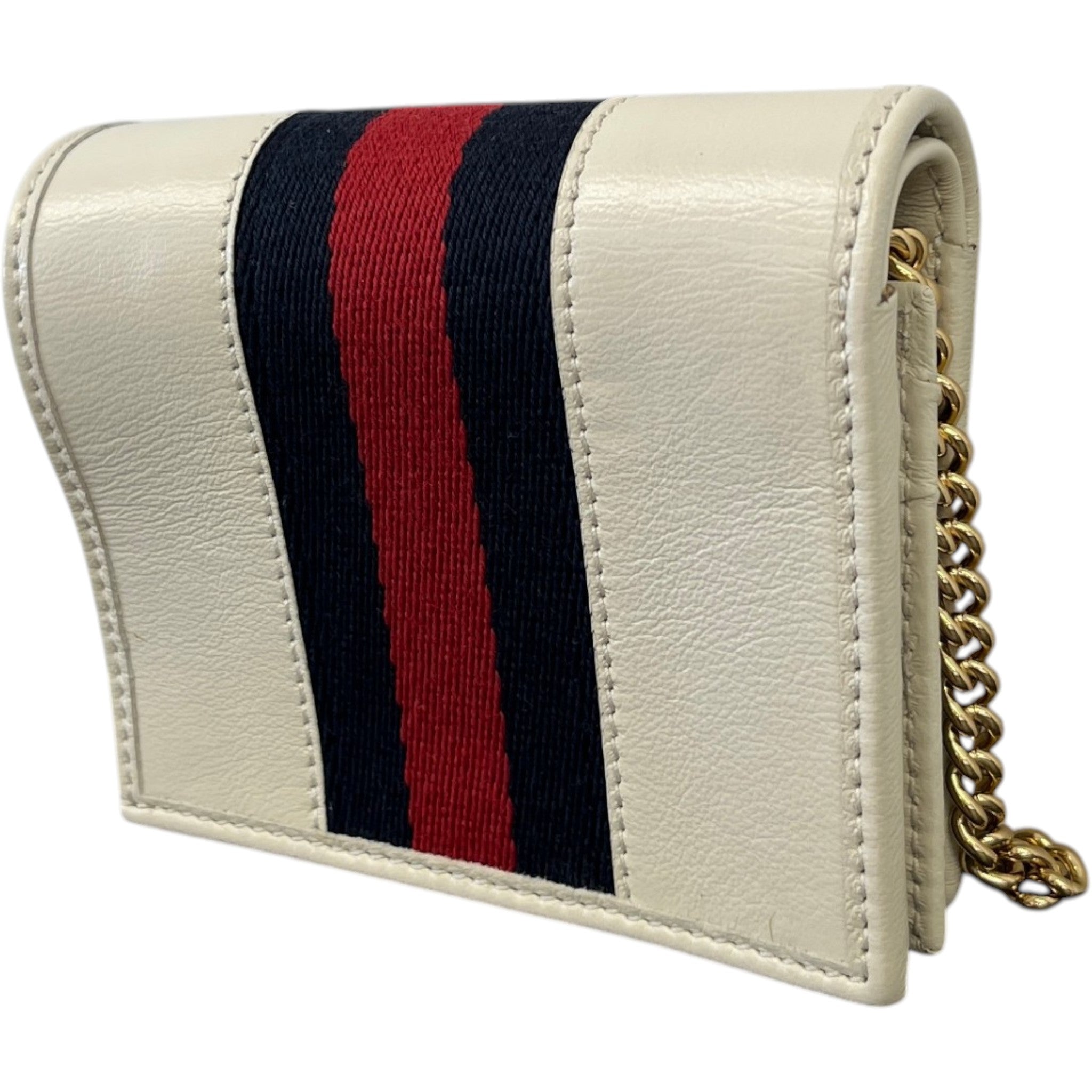 Women's Rajah Chain Card Case Wallet Cream