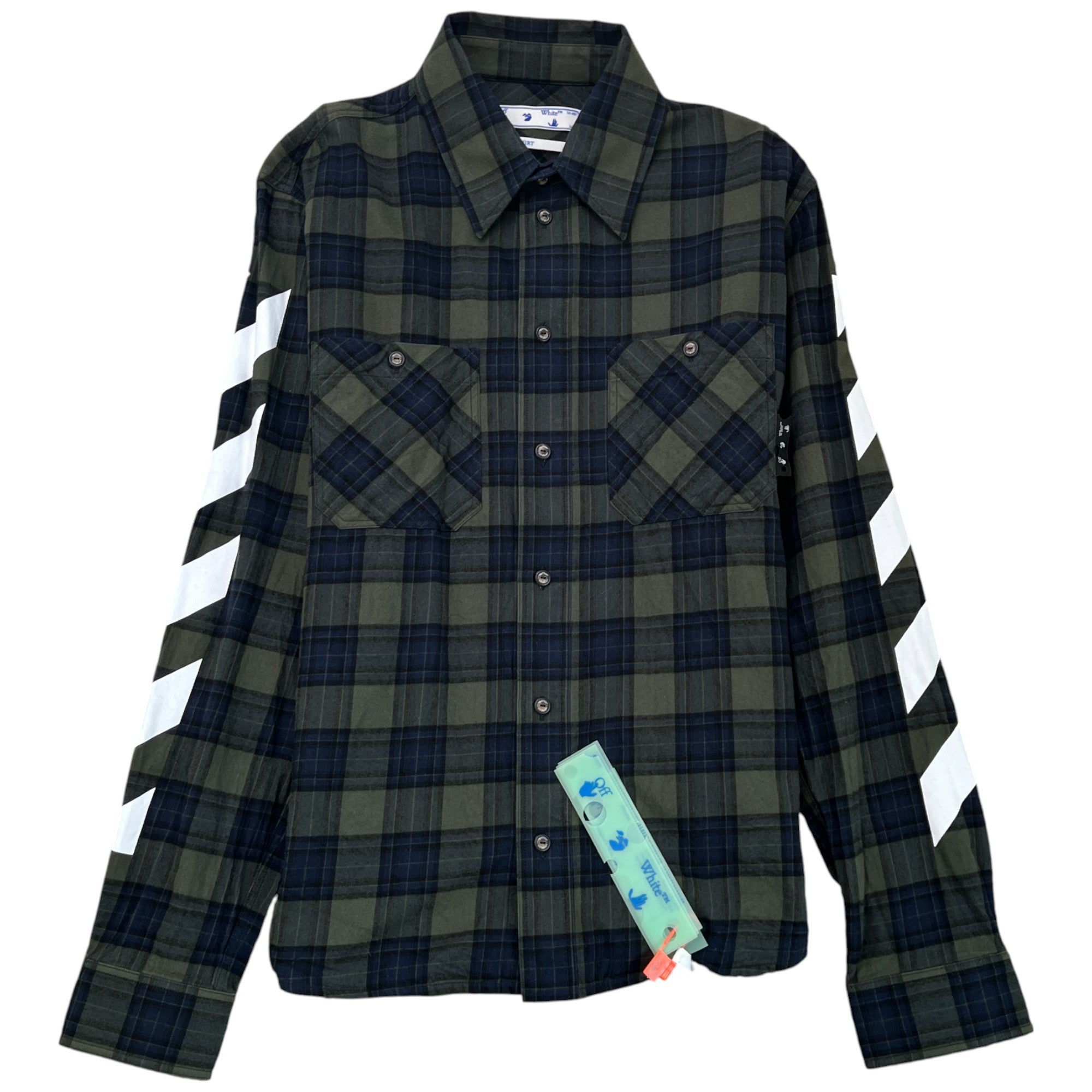Men's Checkered Long Sleeve Shirt Green Size M