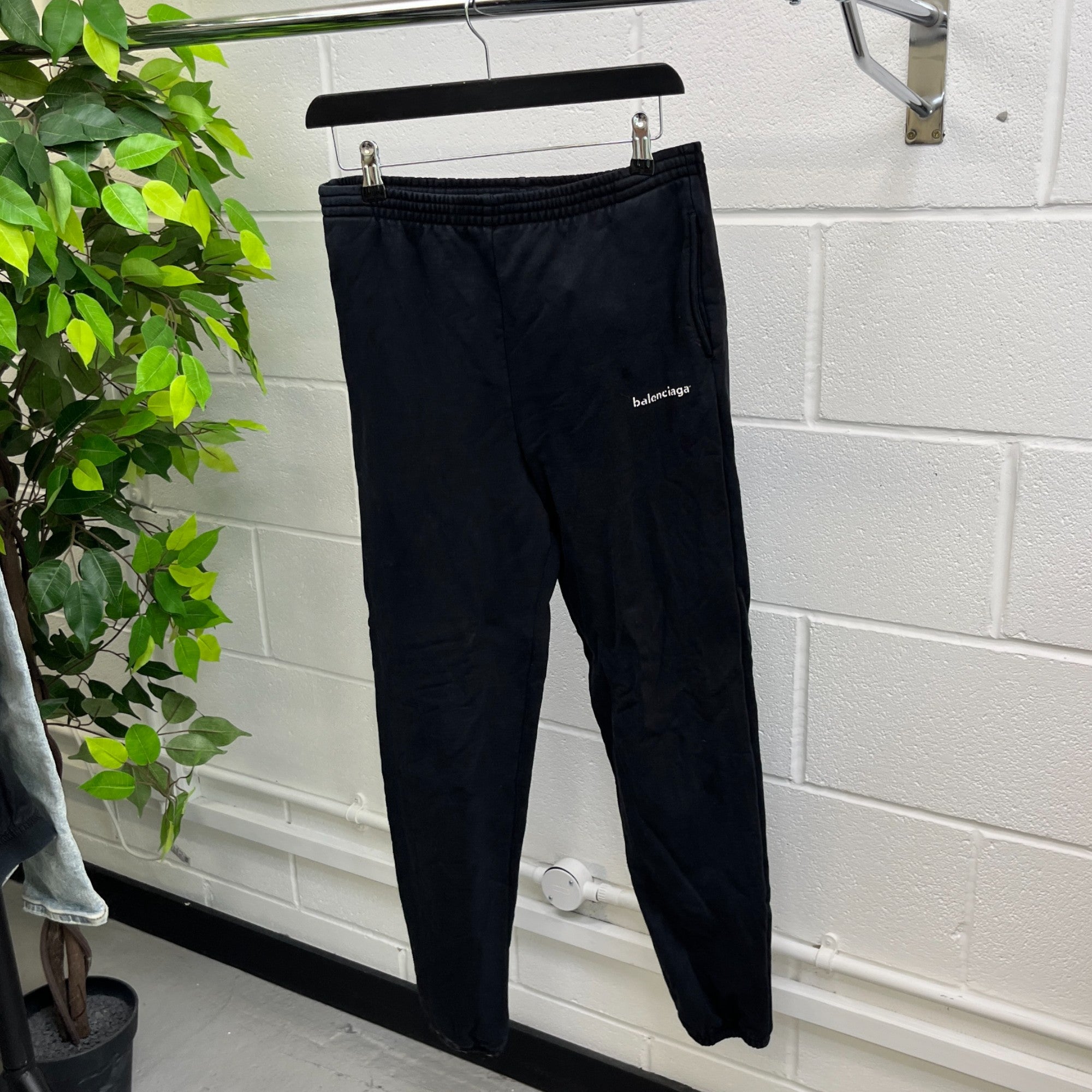 Men's Logo Print Joggers Black Size XS