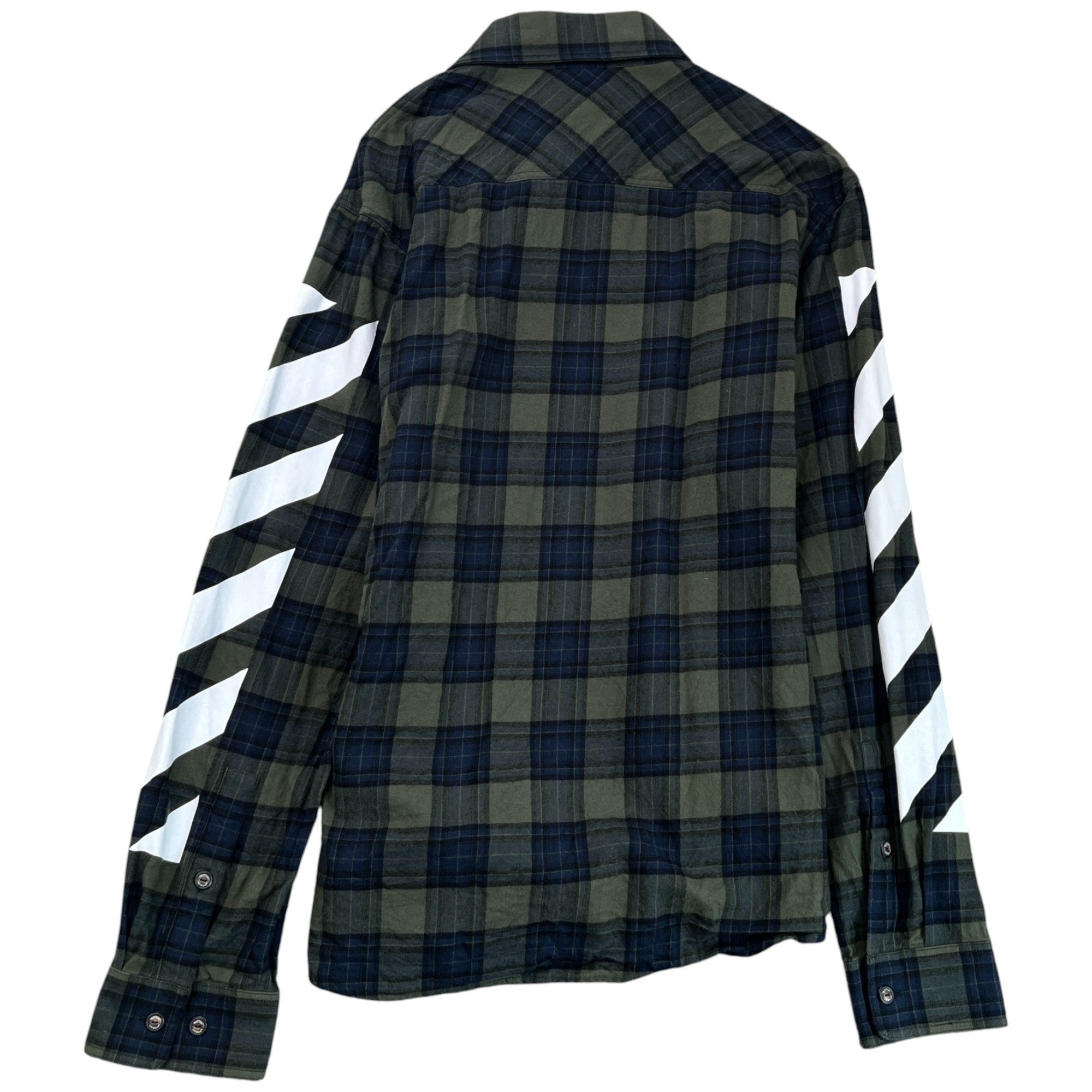 Men's Checkered Long Sleeve Shirt Green Size M