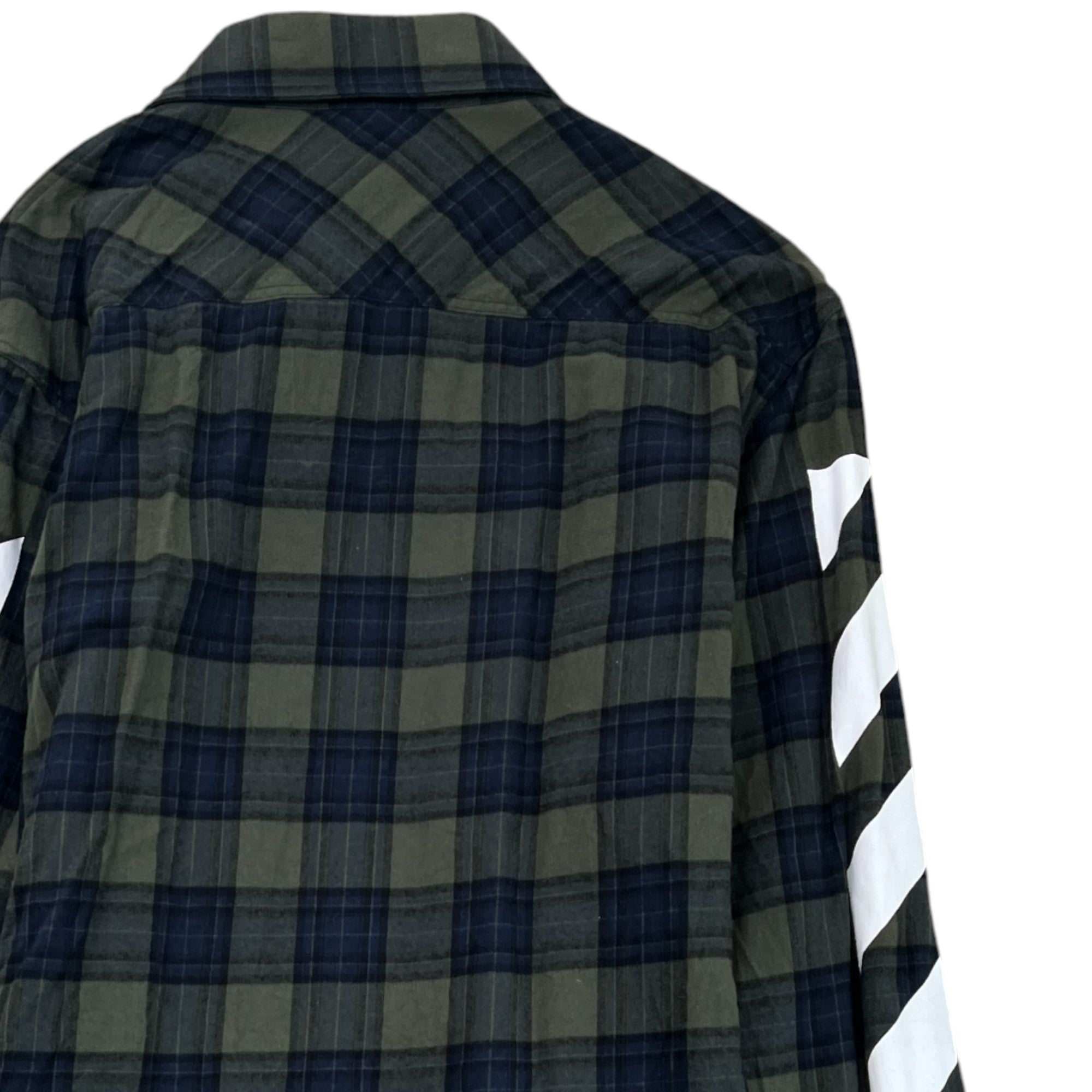 Men's Checkered Long Sleeve Shirt Green Size M