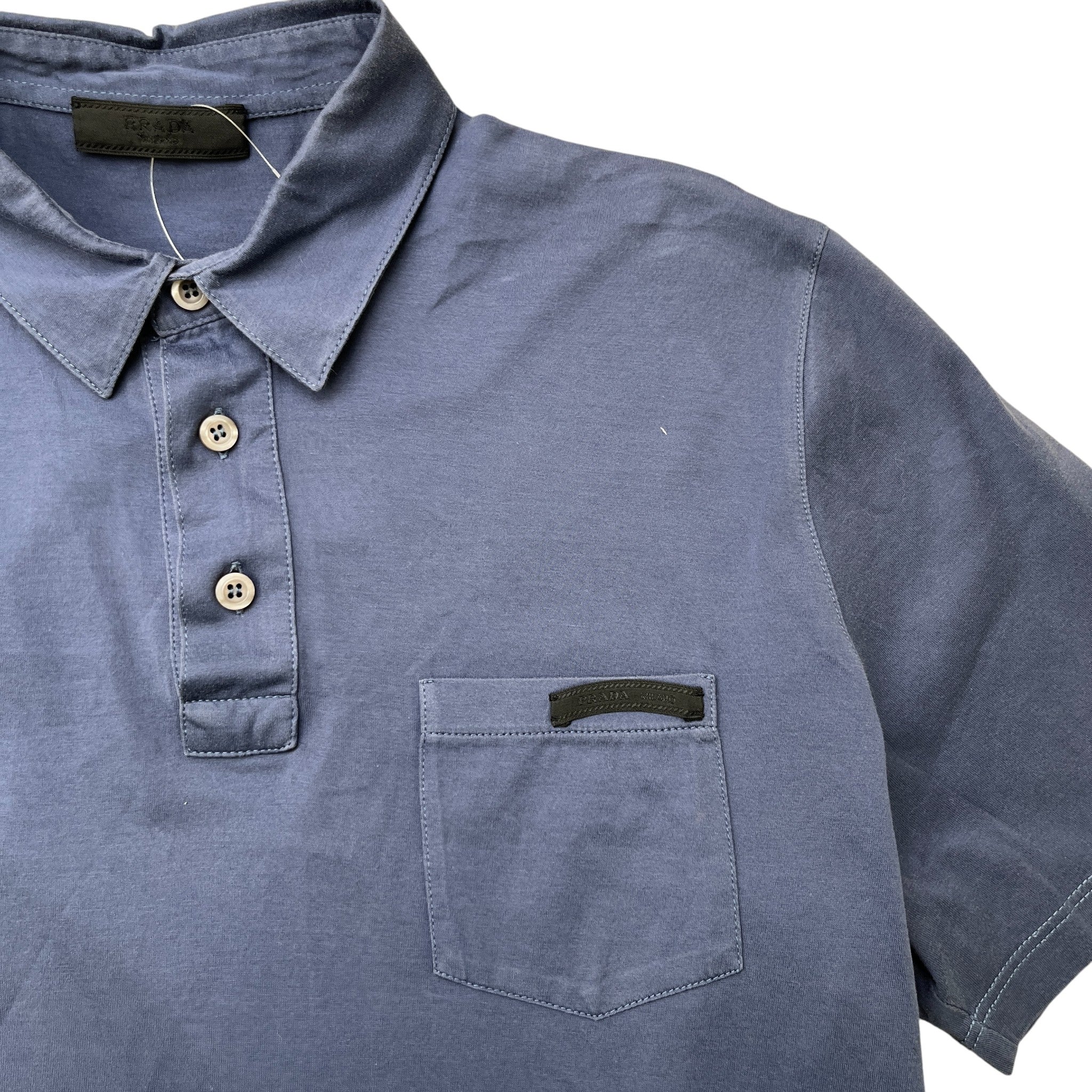 Men's Embroidered Logo Polo Shirt Blue Size M