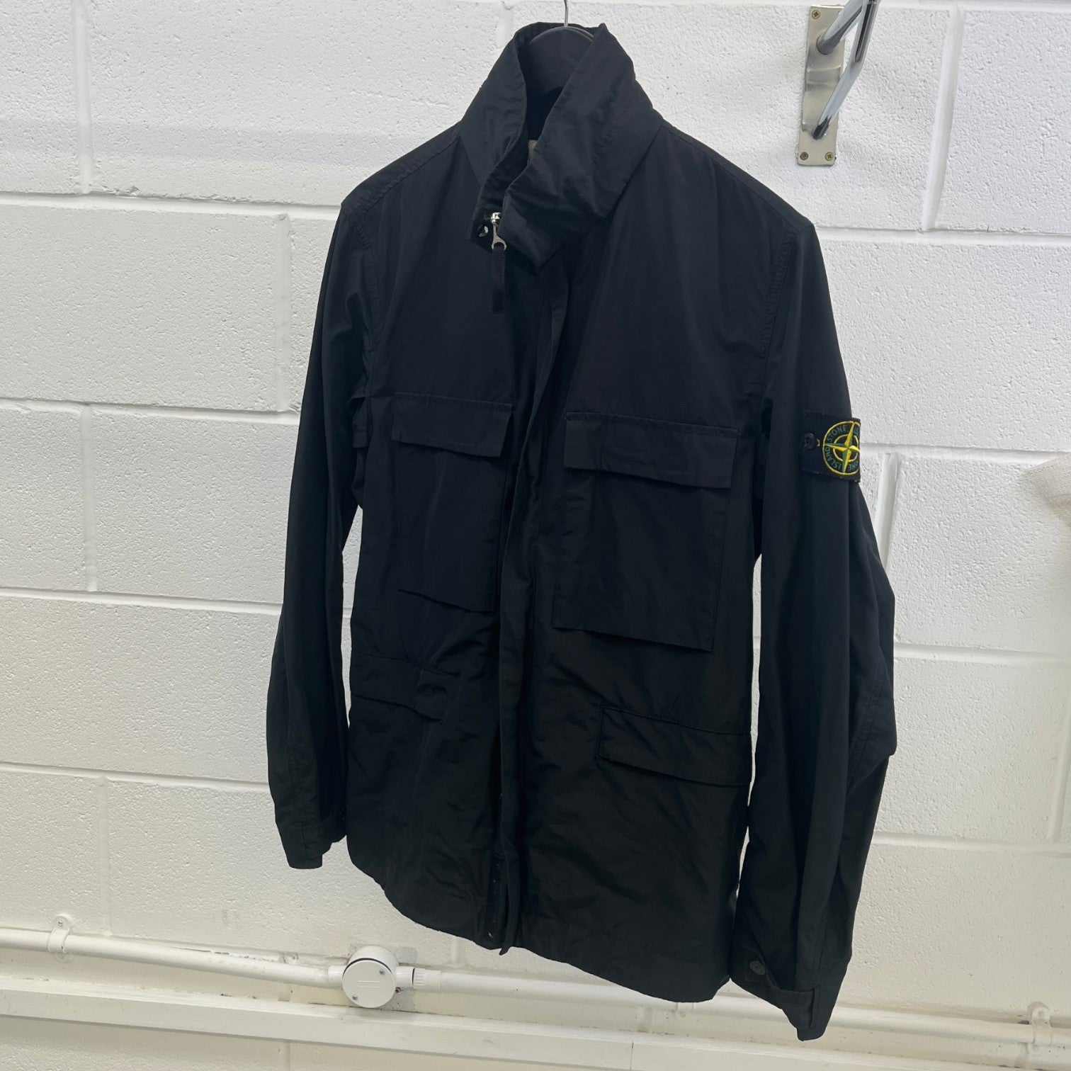 Men's Applique Logo Micro Reps Jacket Black Size M