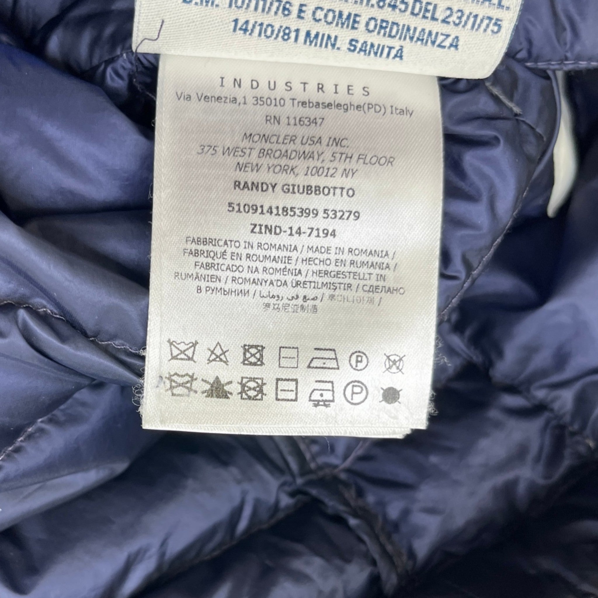 Men's Randy Down Jacket Navy Size 1 / S