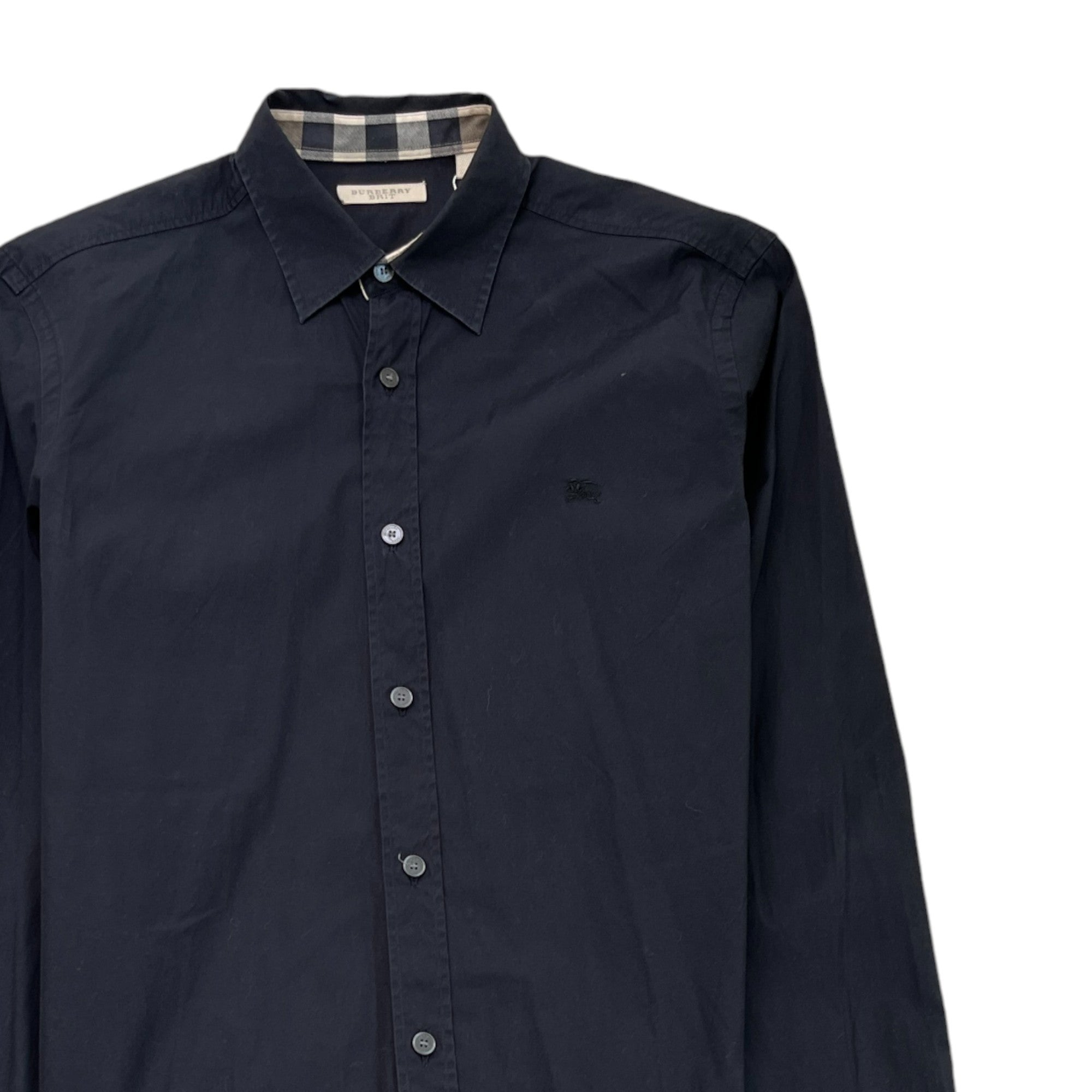 Men's Embroidered Logo Long Sleeve Shirt Navy Size M