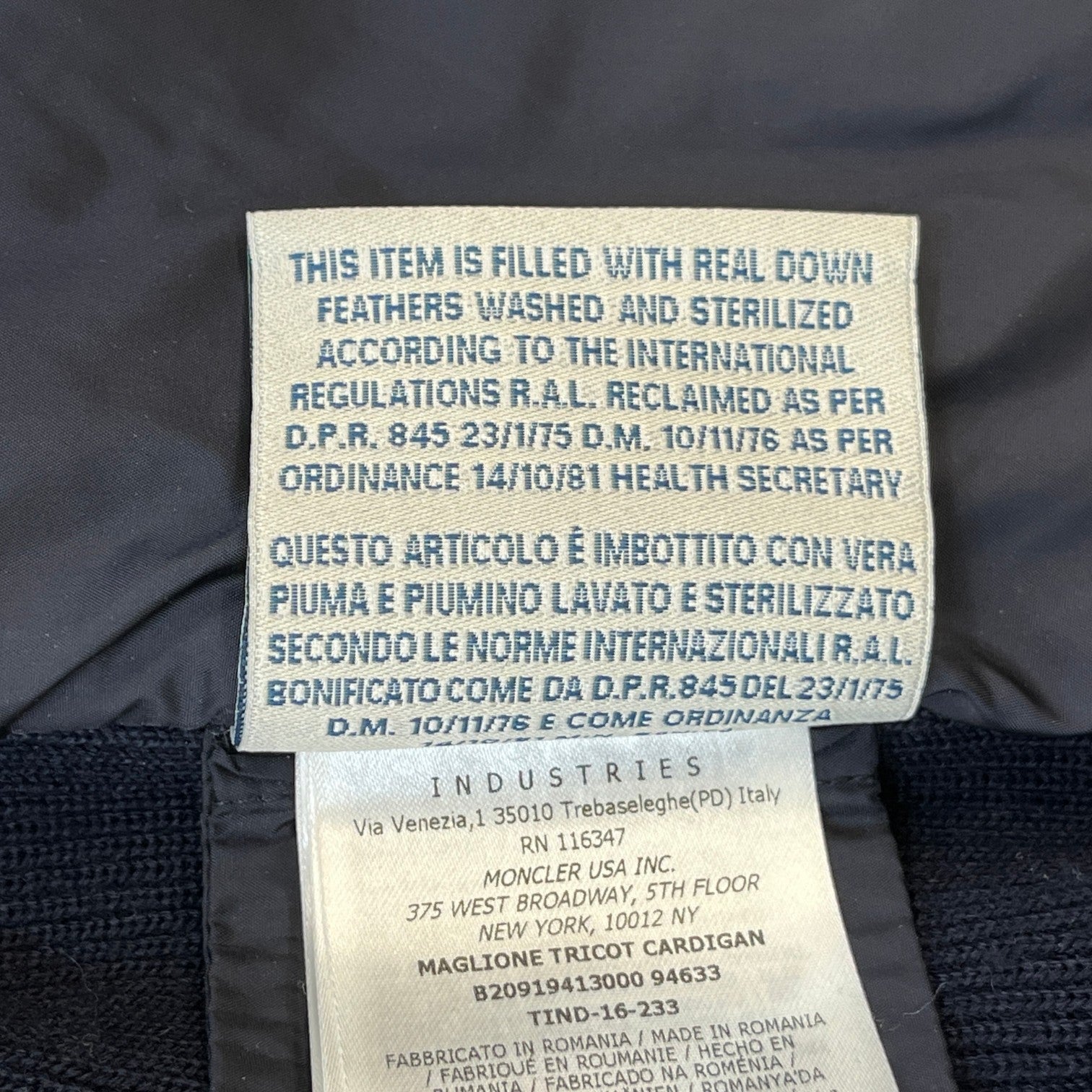 Men's Maglione Tricot Jacket Navy Size L
