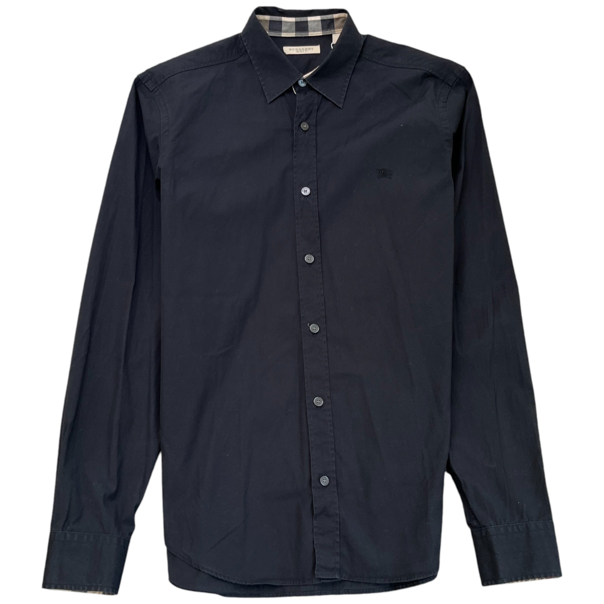 Men's Embroidered Logo Long Sleeve Shirt Navy Size M