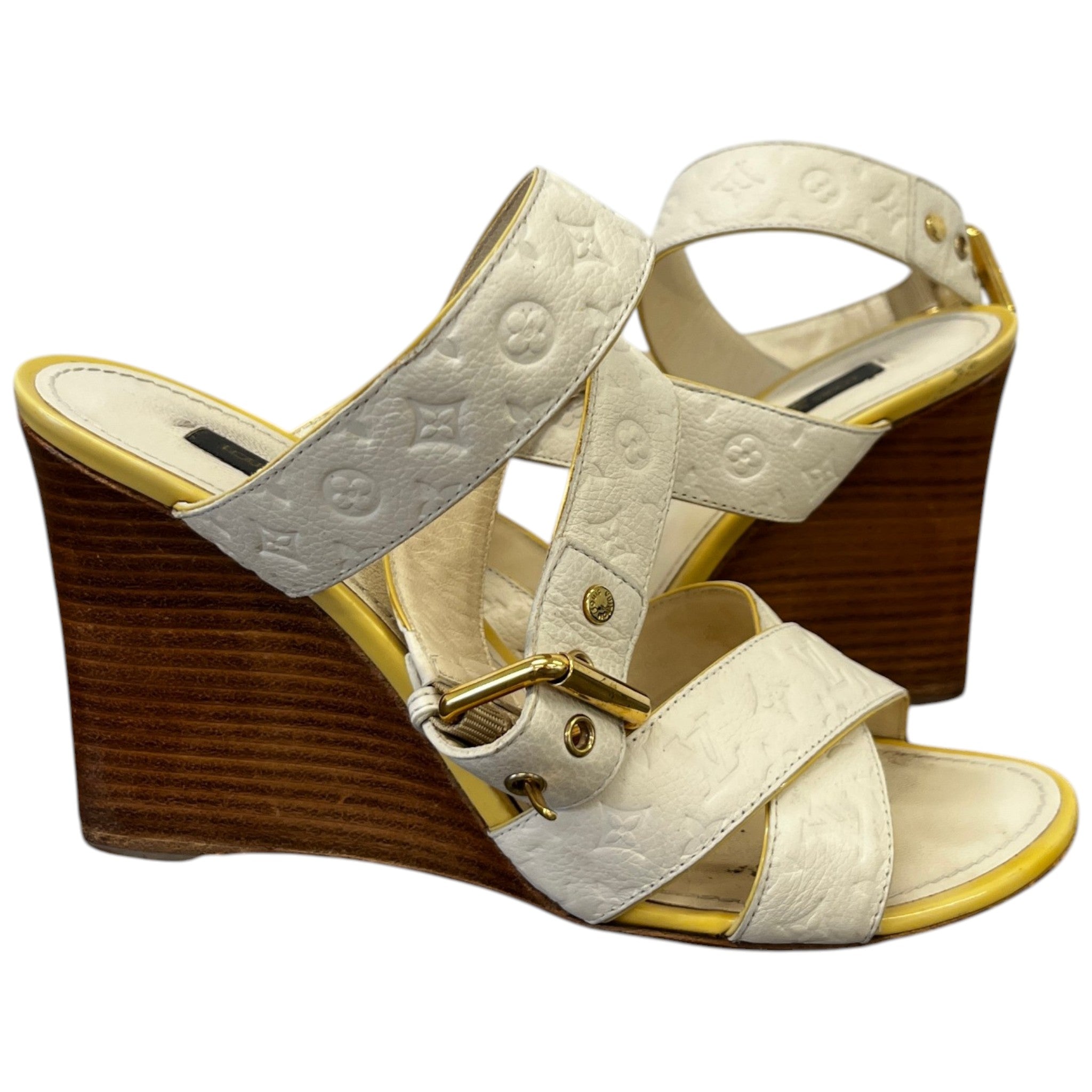 Women's Monogram Isola Wedge Sandals Cream Size EU 38 / UK 5