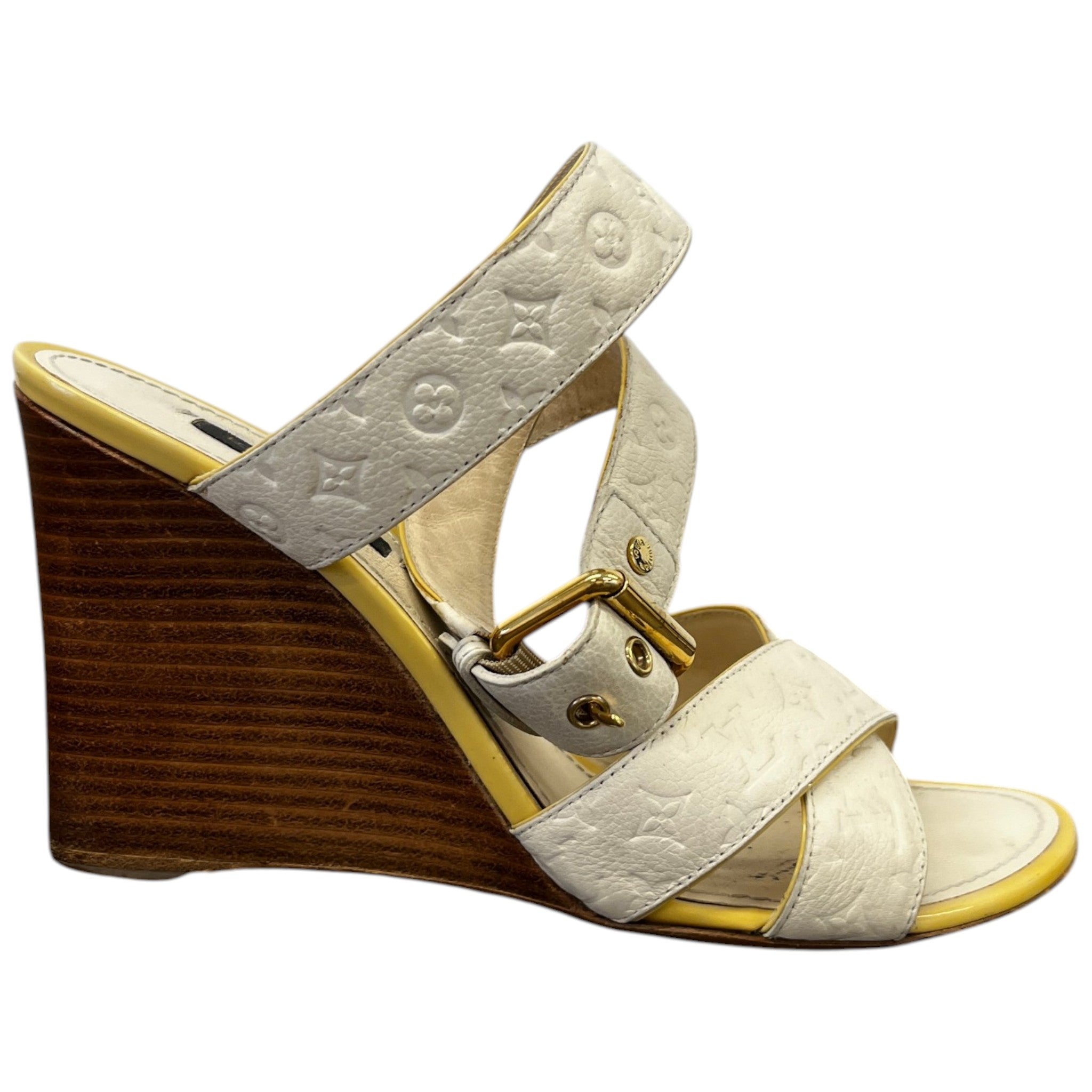 Women's Monogram Isola Wedge Sandals Cream Size EU 38 / UK 5