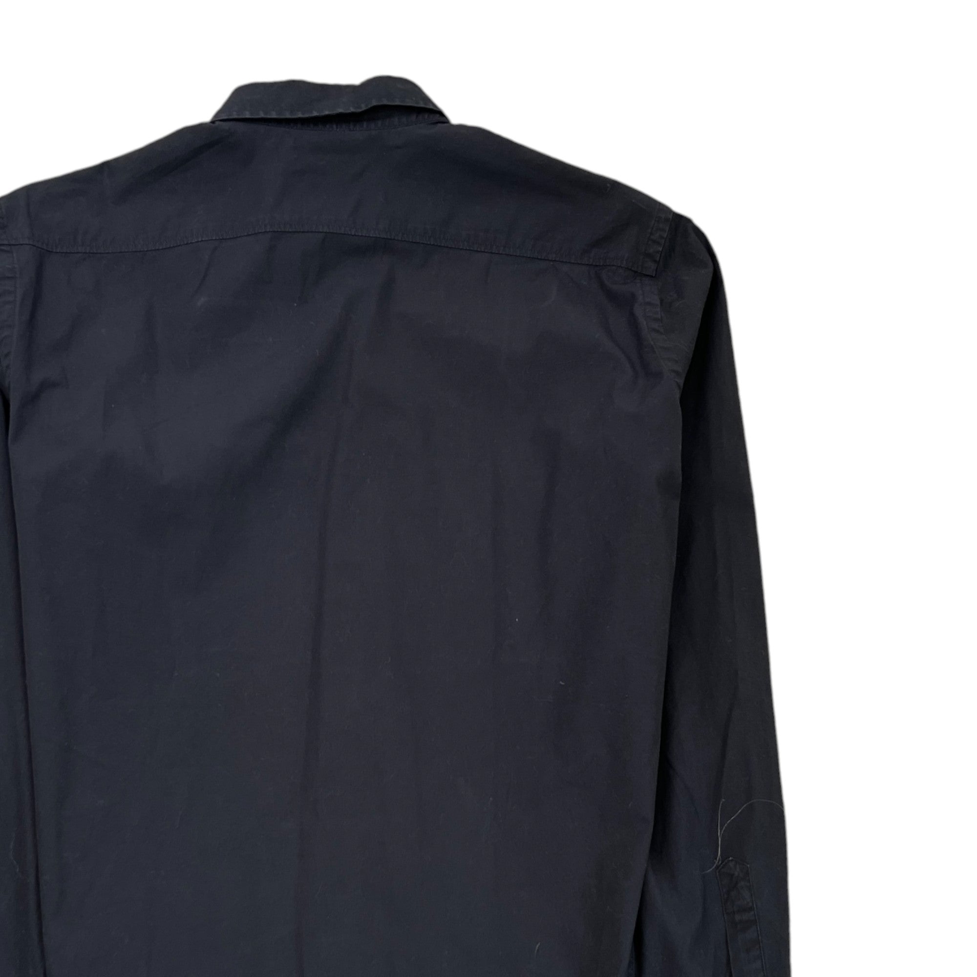 Men's Embroidered Logo Long Sleeve Shirt Navy Size M