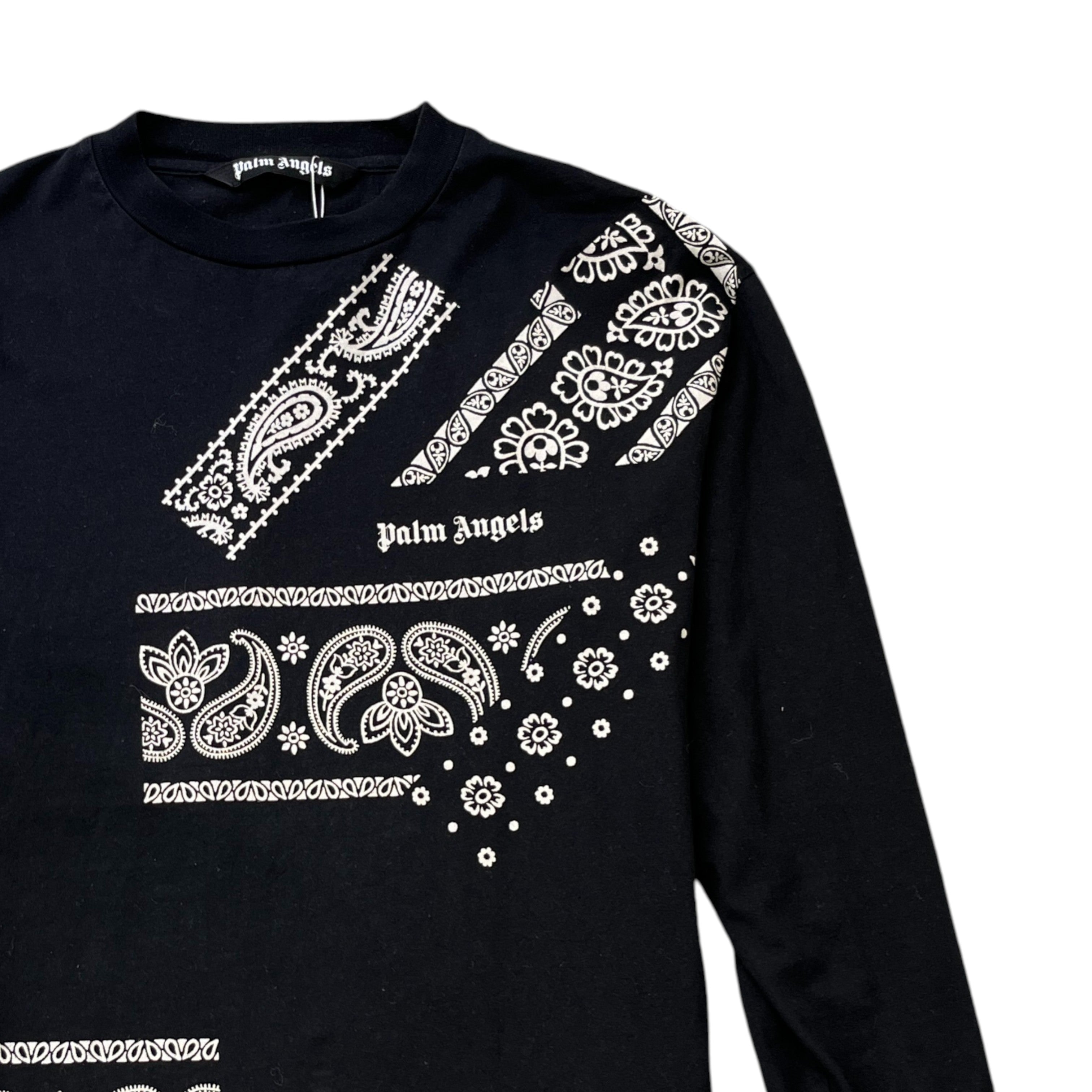 Men's Bandana Print Long Sleeve T-Shirt Black Size L