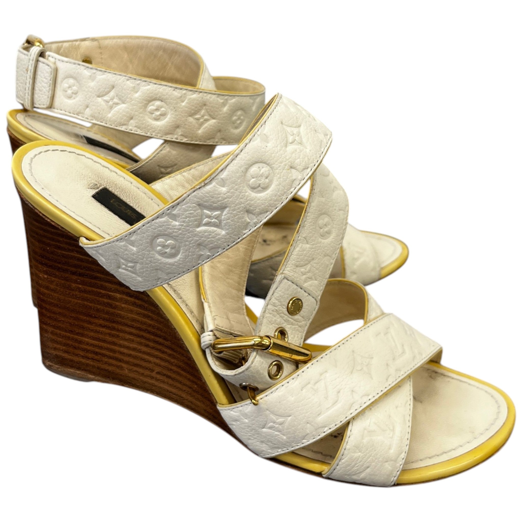 Women's Monogram Isola Wedge Sandals Cream Size EU 38 / UK 5